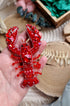 Lobster Beaded Brooch, Ocean Brooch, Beach jewelry