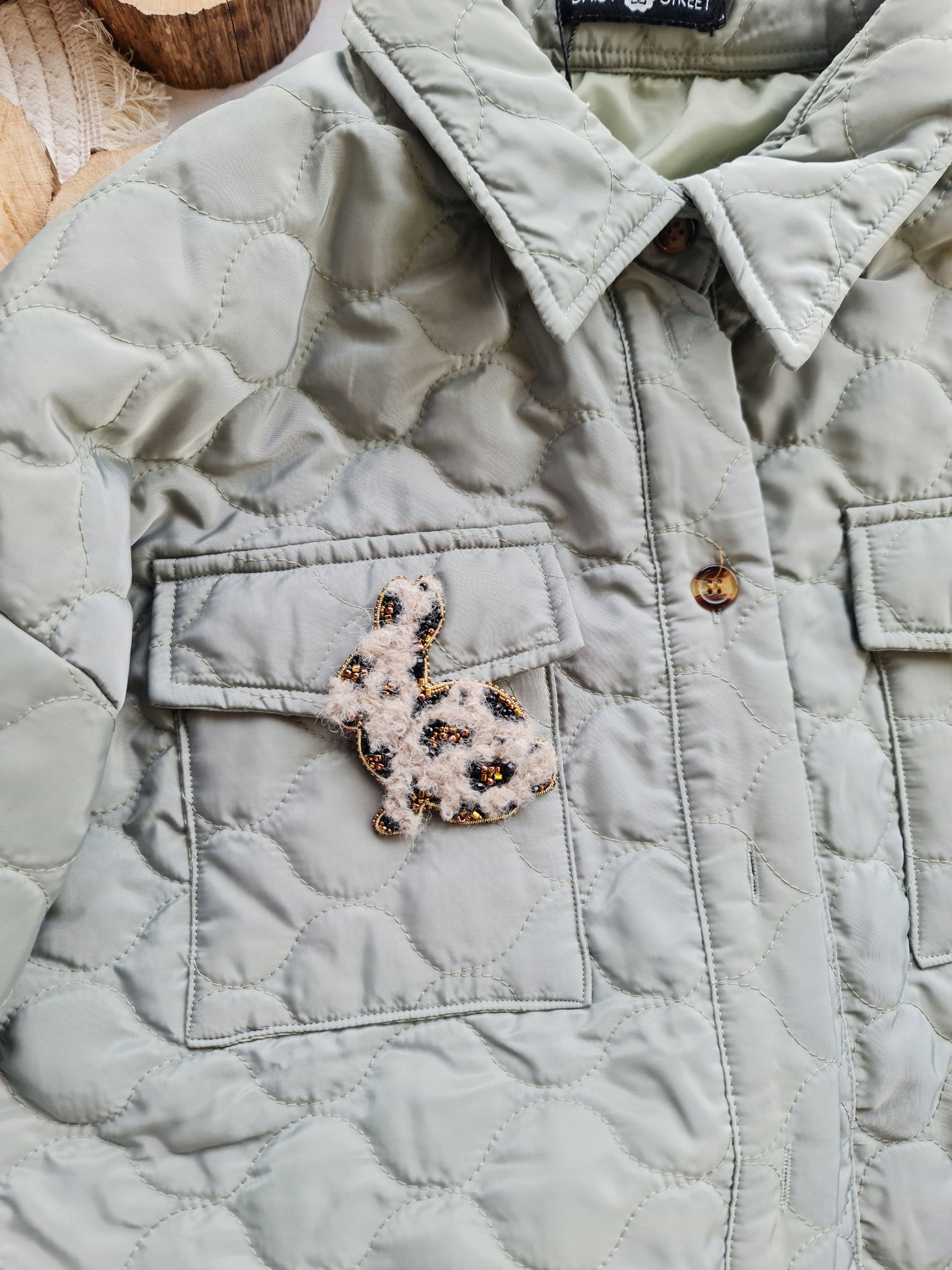 Spotted Bunny Beaded Brooch
