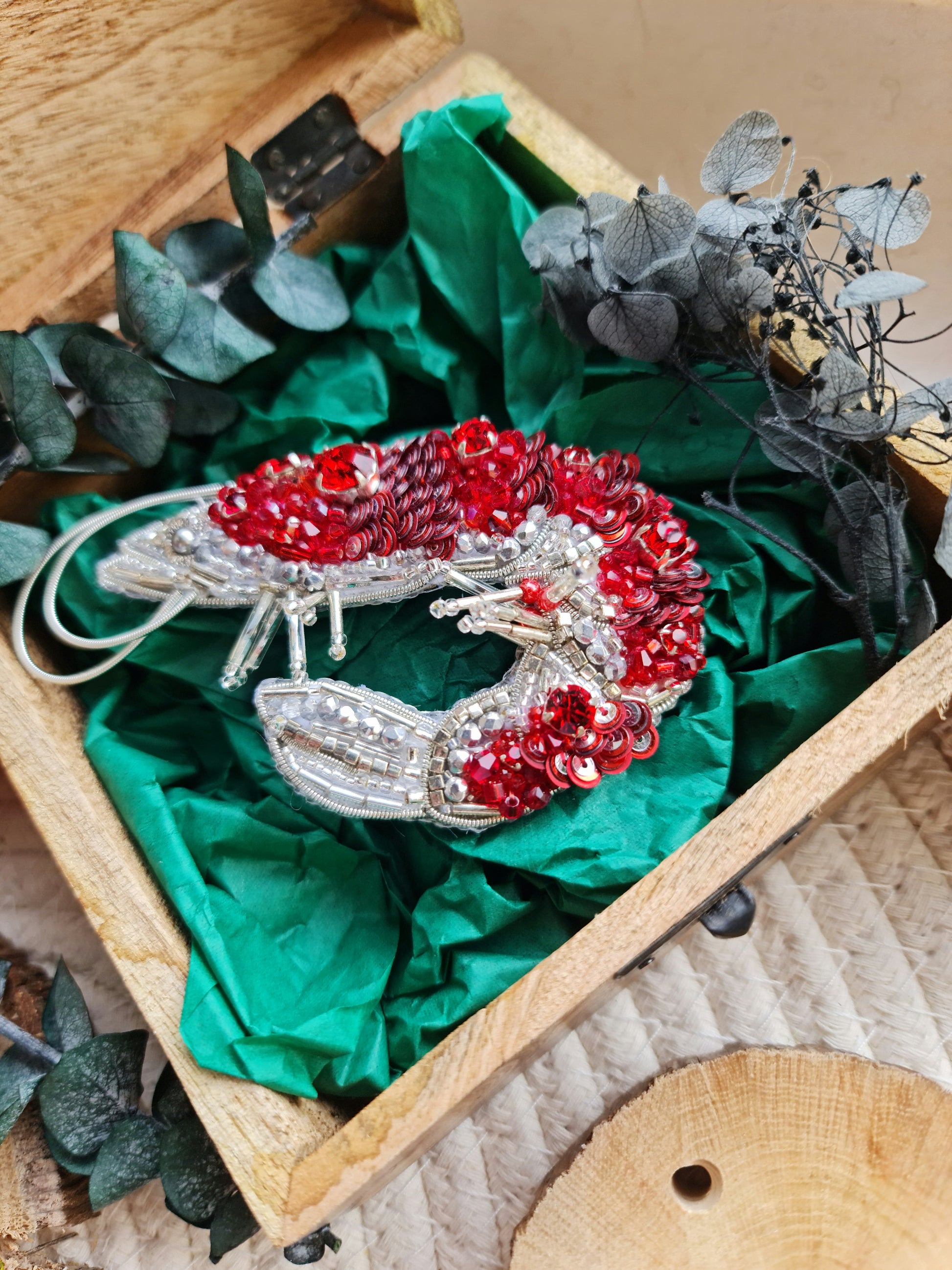 Shrimp beaded brooch, Beachy jewelry, Brooches for women,  unique gifts for her
