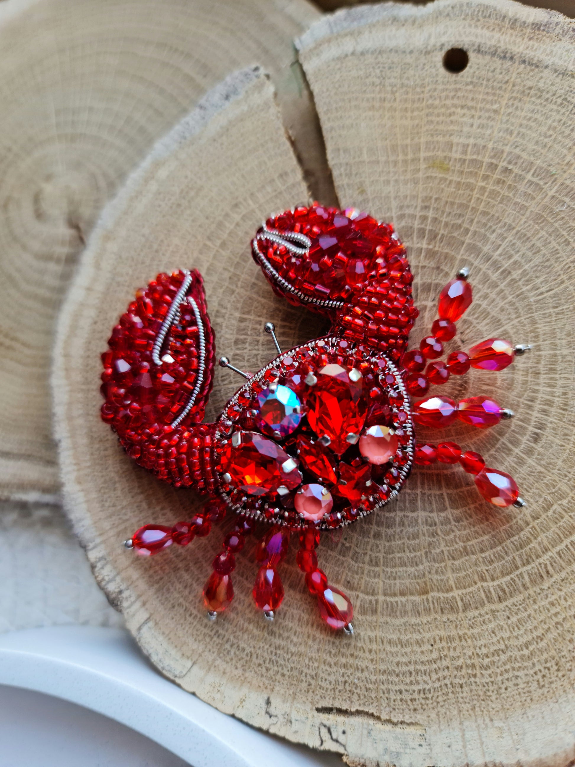 Crab Beaded Brooch