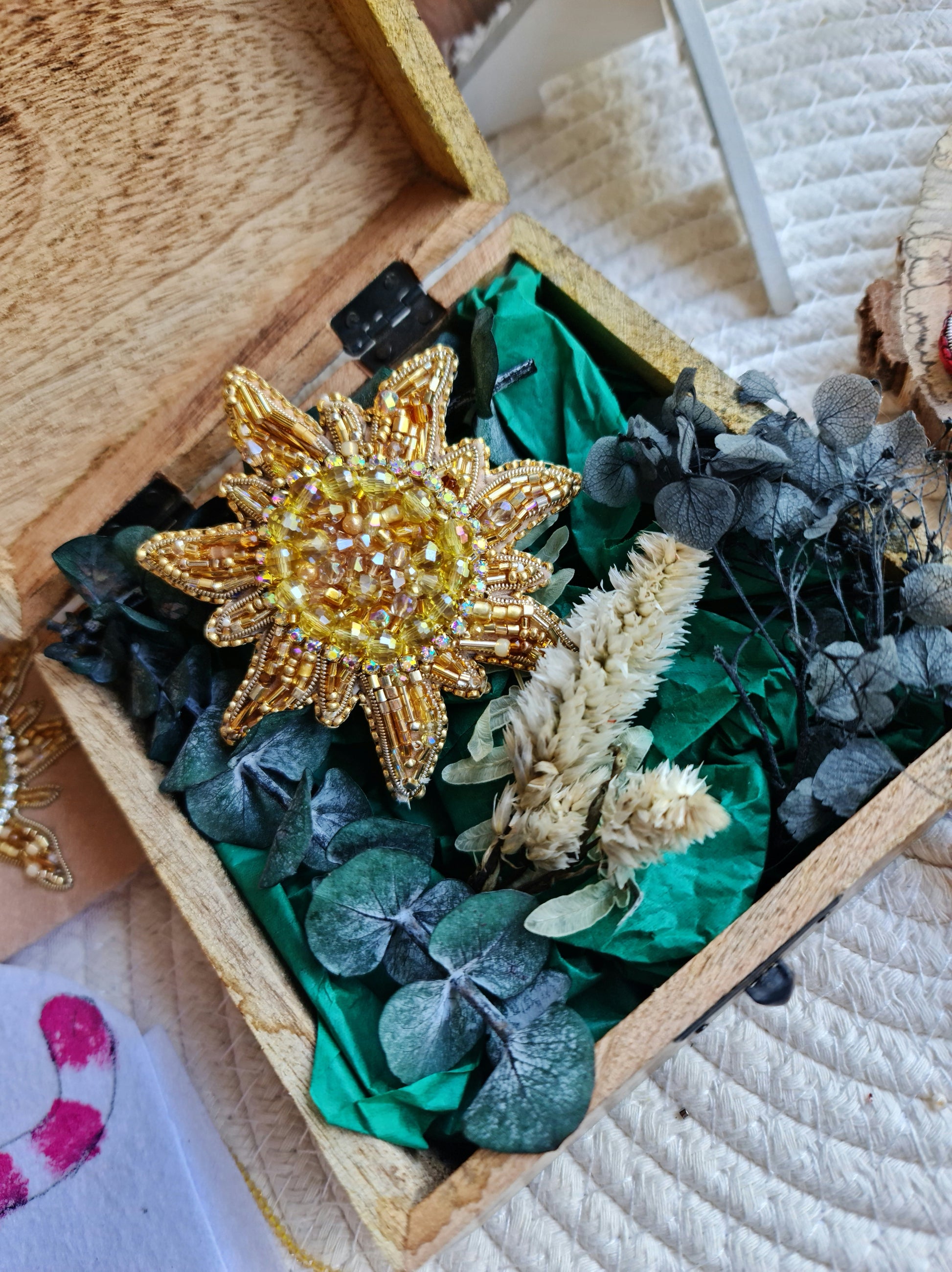Sun and Moon Beaded Brooch