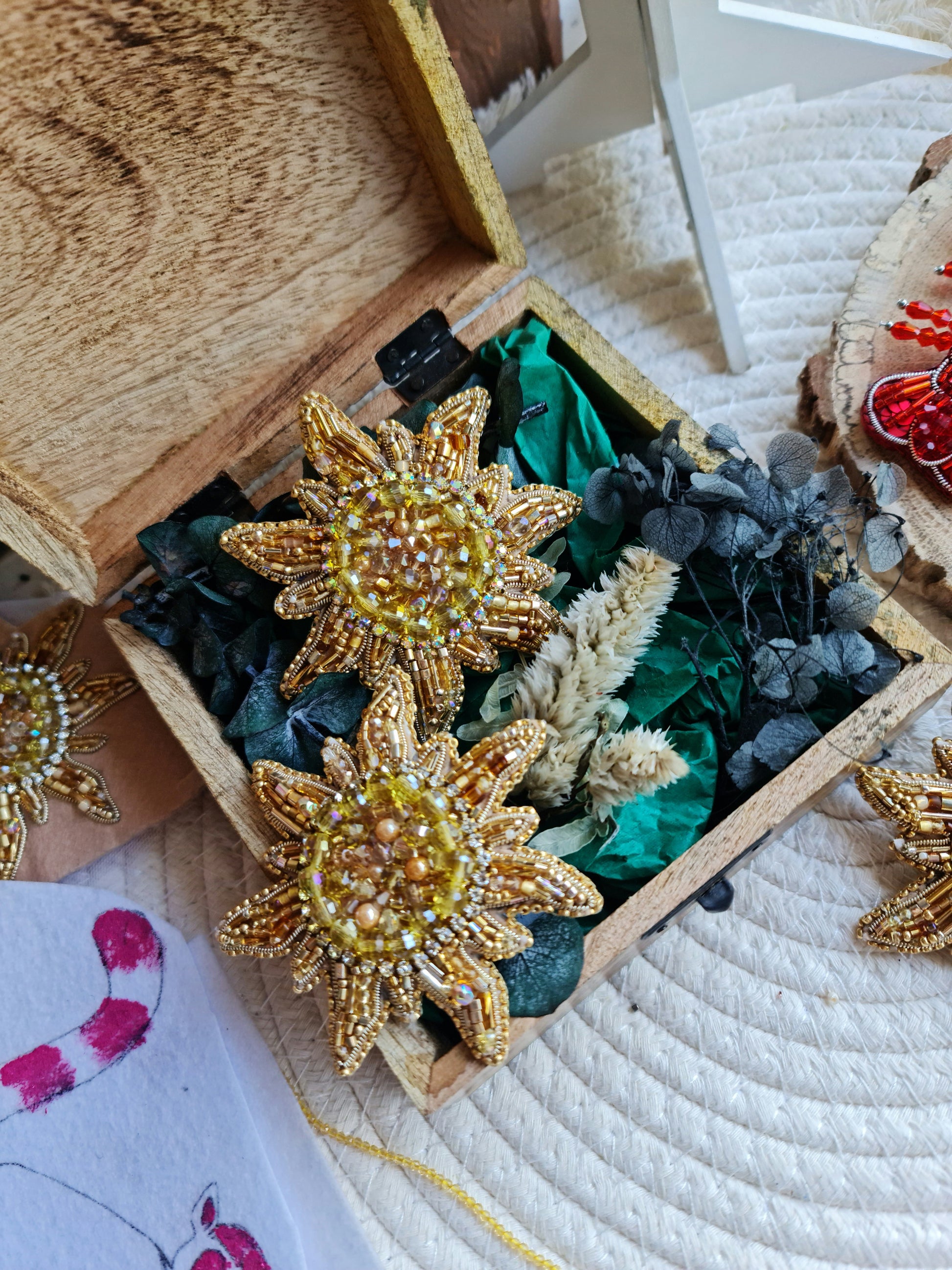 Sun and Moon Beaded Brooch