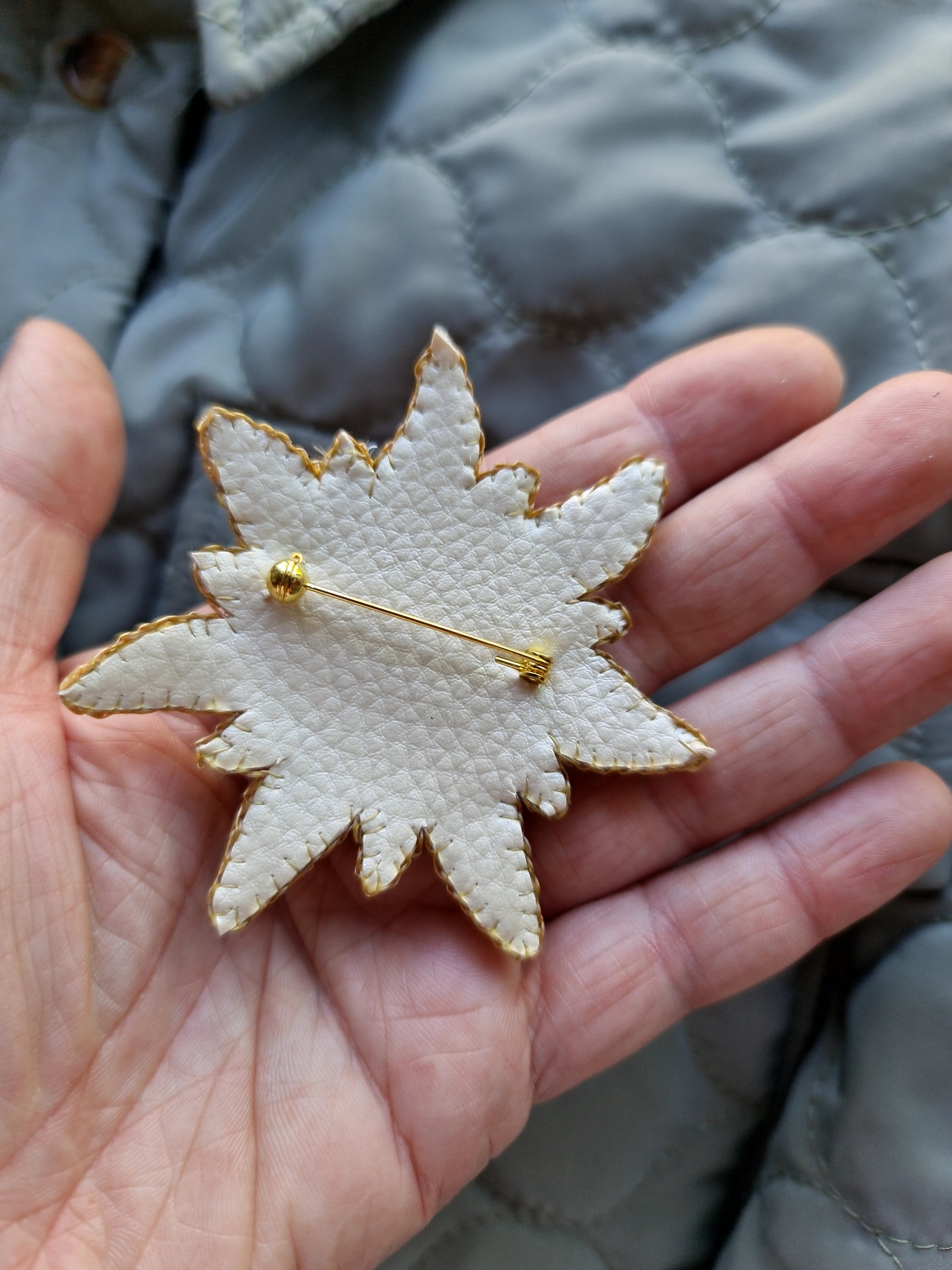 Sun and Moon Beaded Brooch