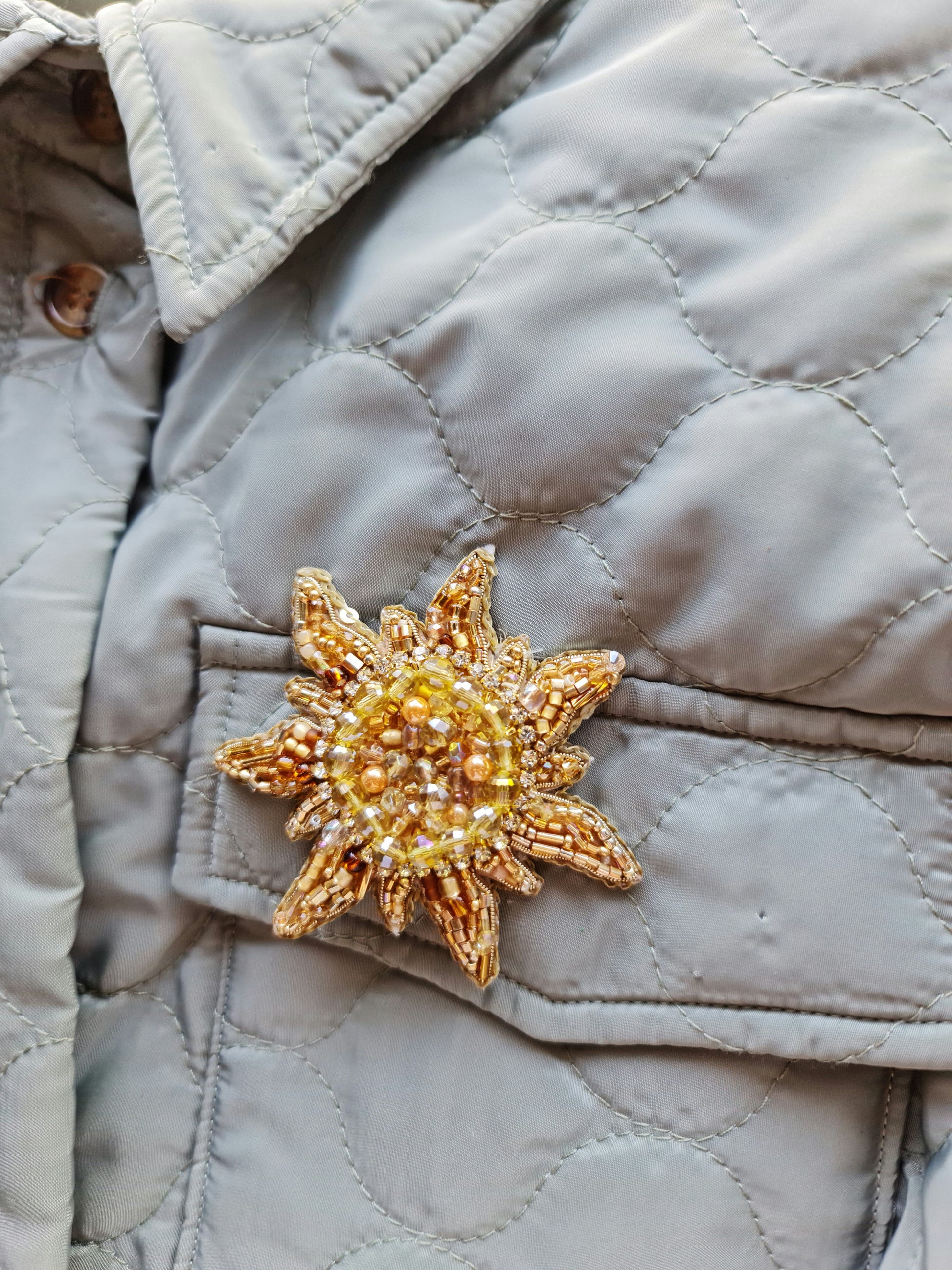 Sun and Moon Beaded Brooch