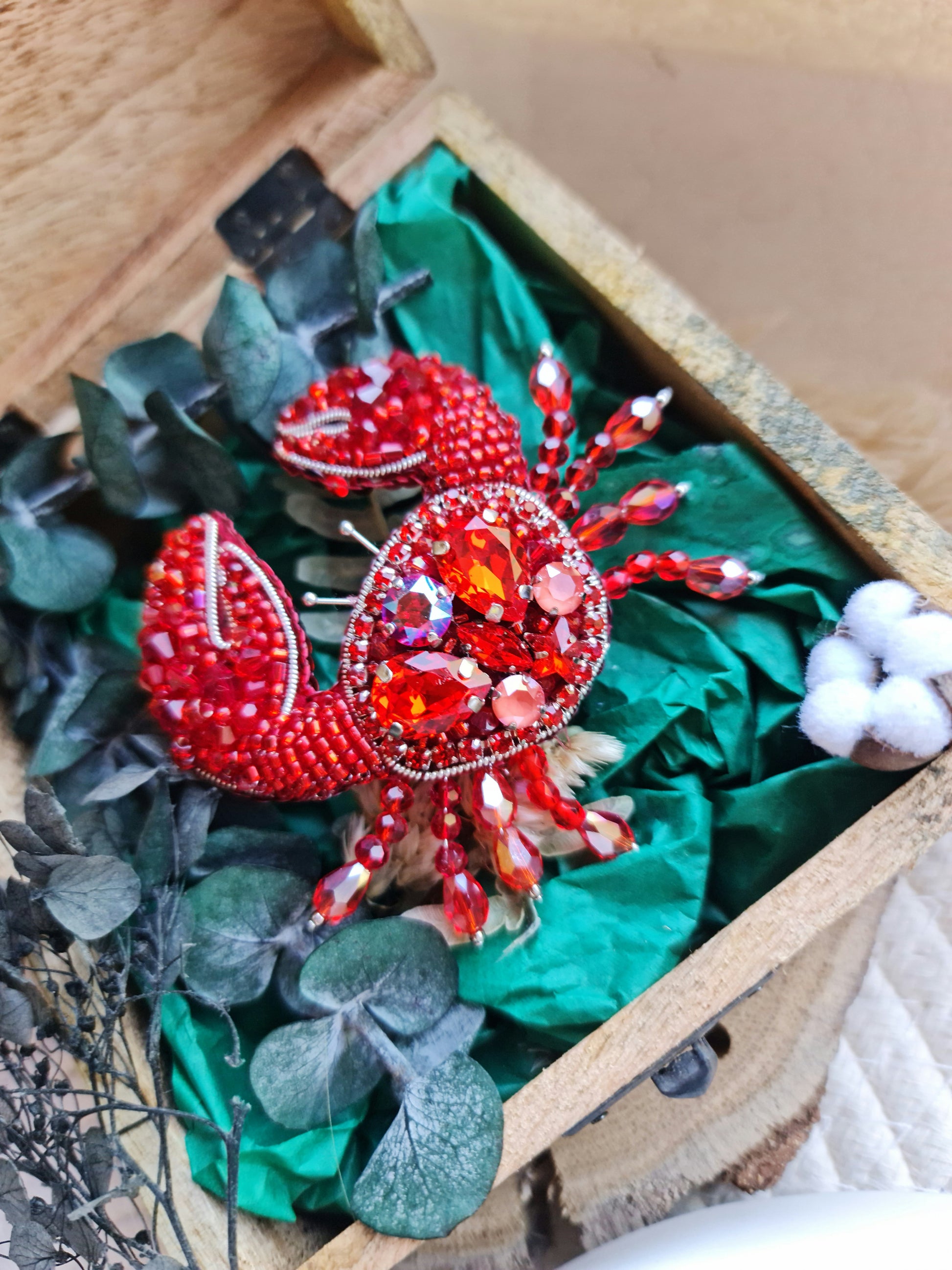 Crab Beaded Brooch