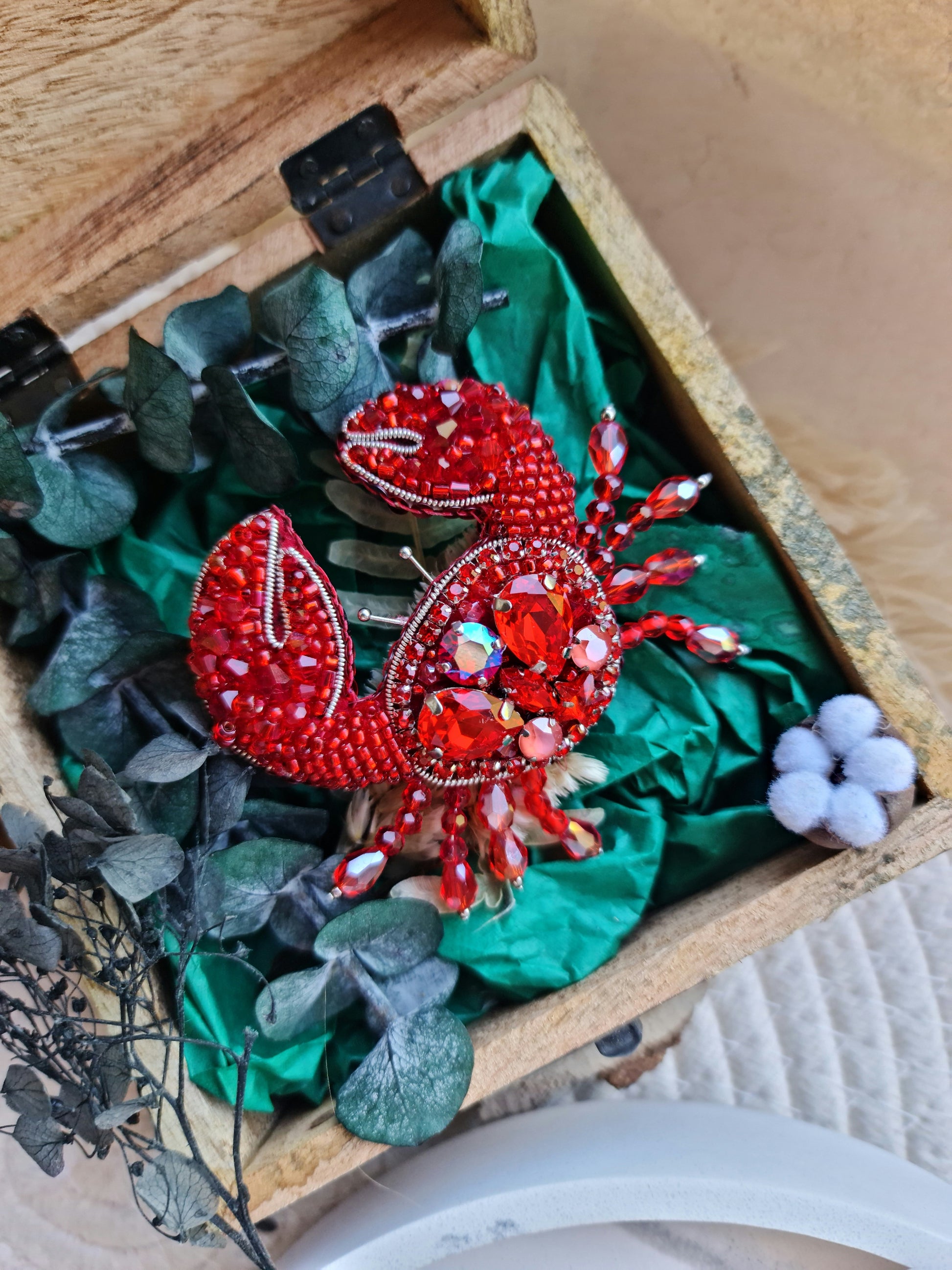 Crab Beaded Brooch