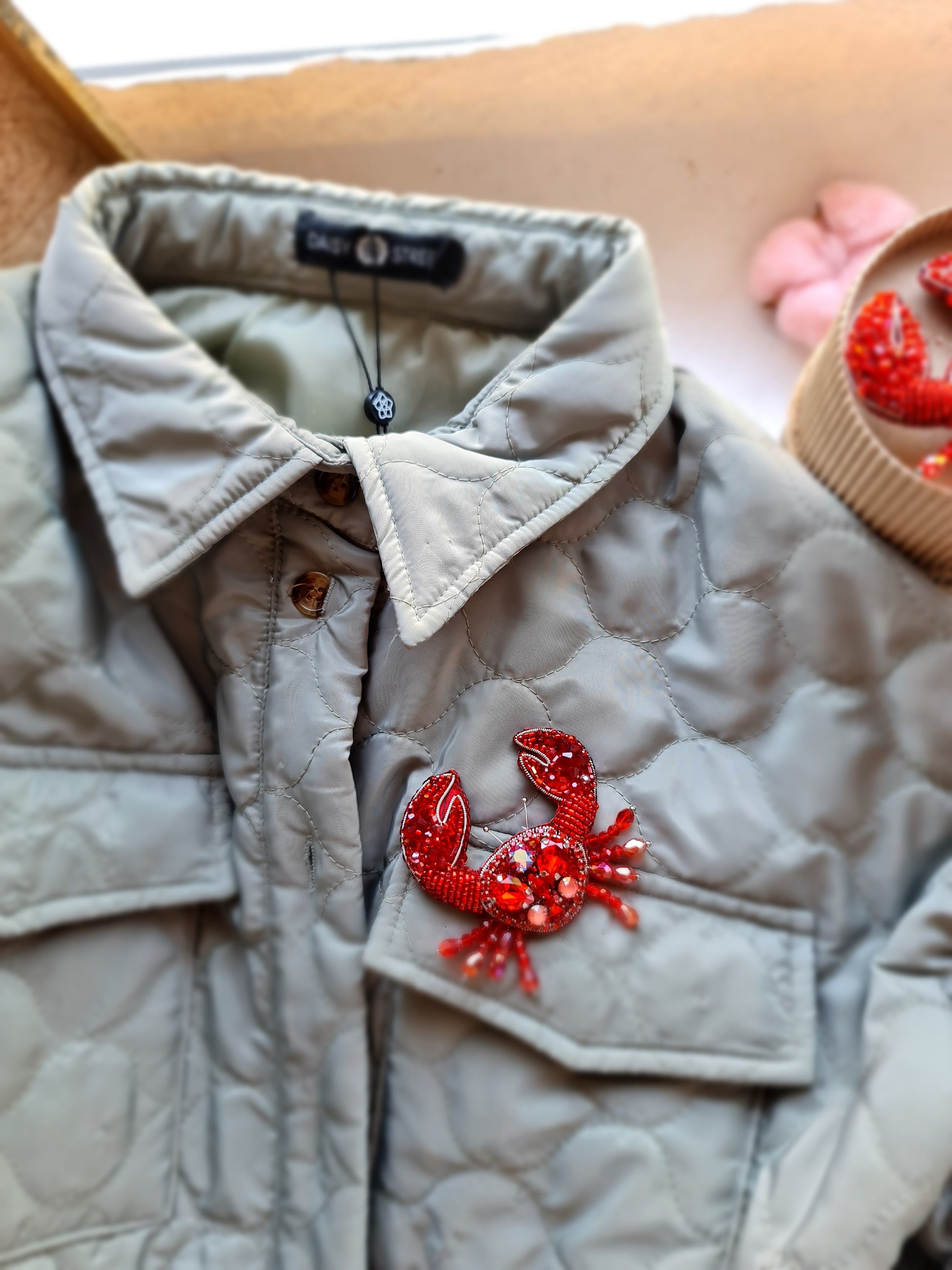 Crab Beaded Brooch