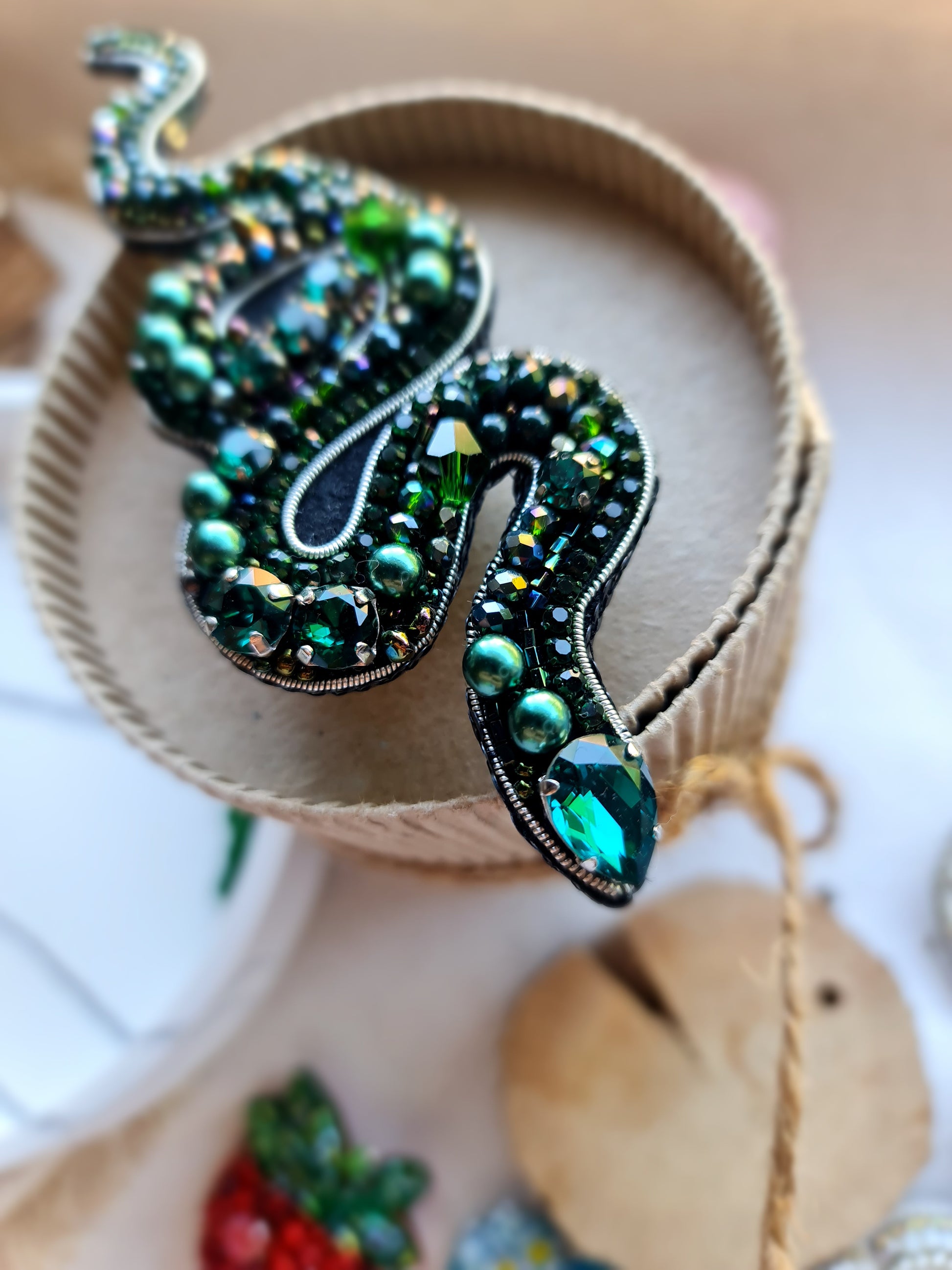 Snake Beaded Brooch