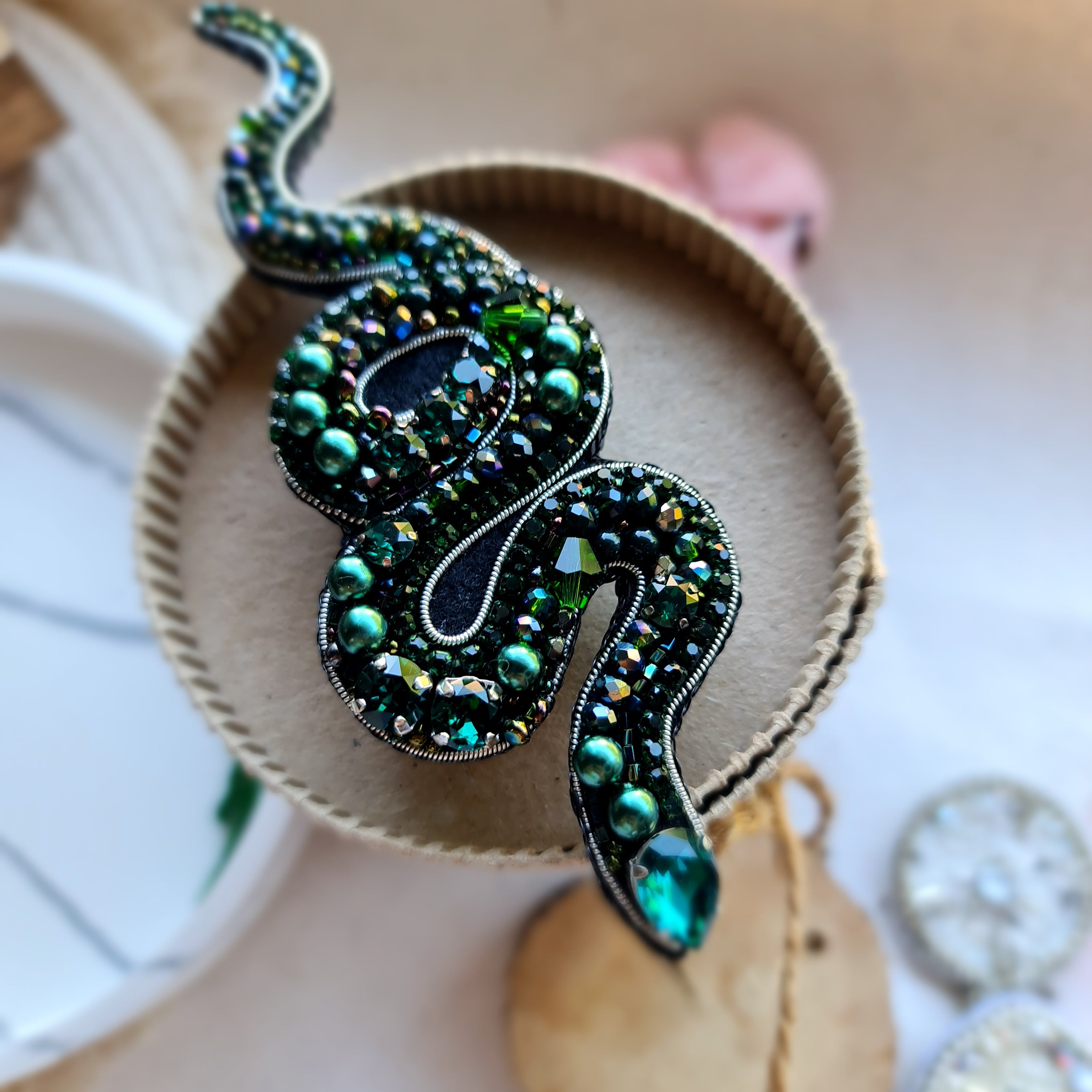 Snake Beaded Brooch