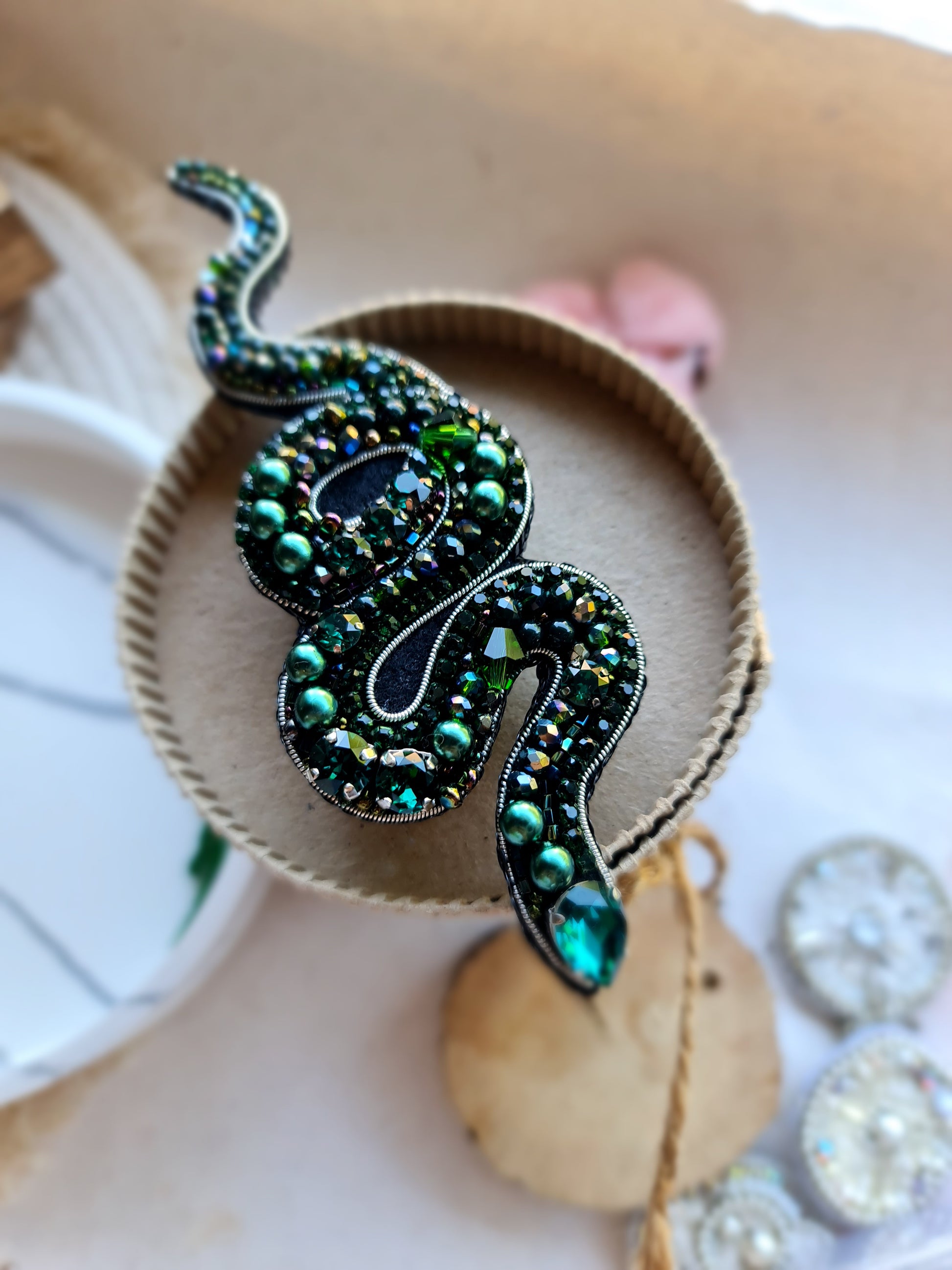 Snake Beaded Brooch
