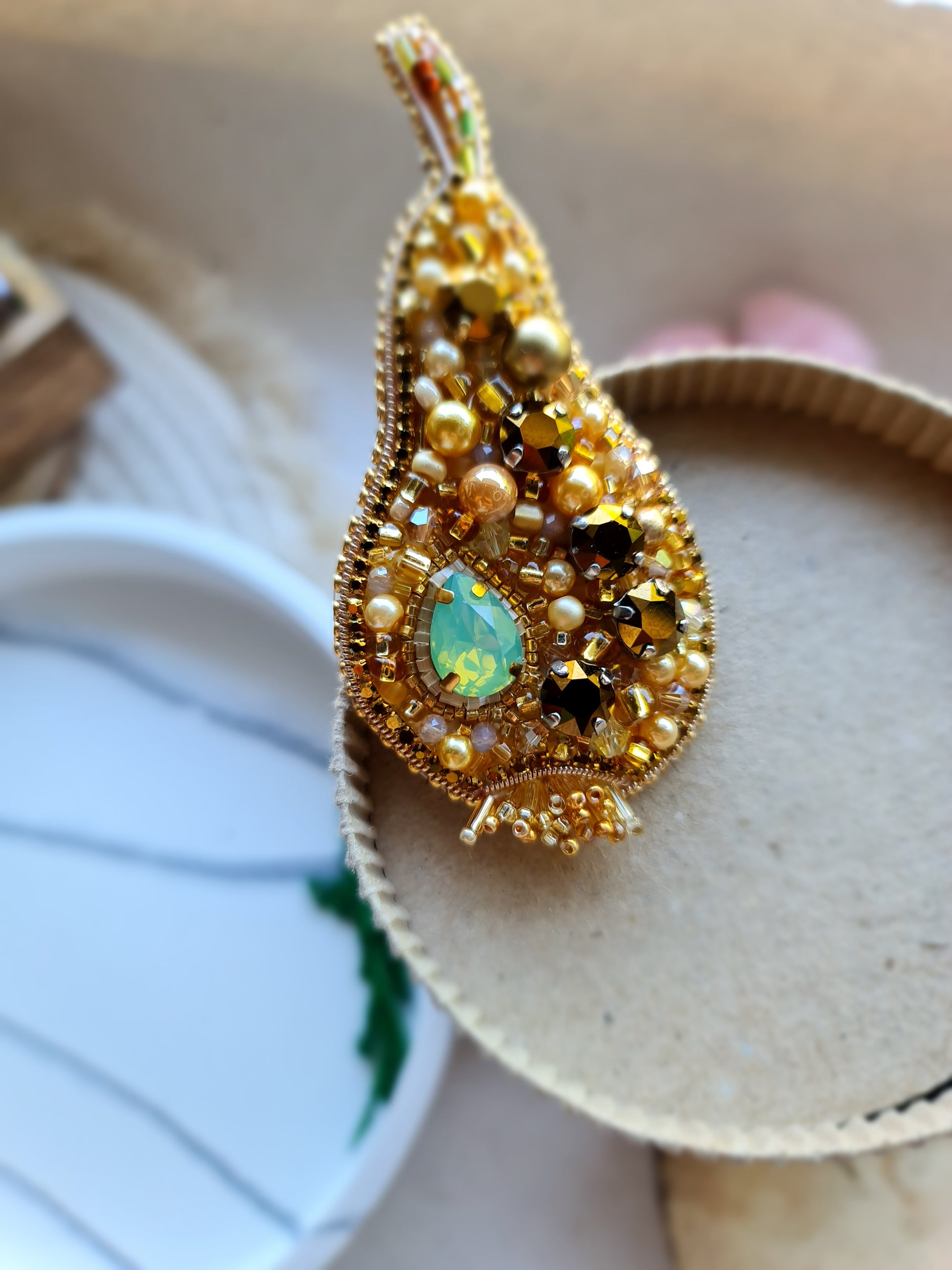 Pear Beaded Brooch