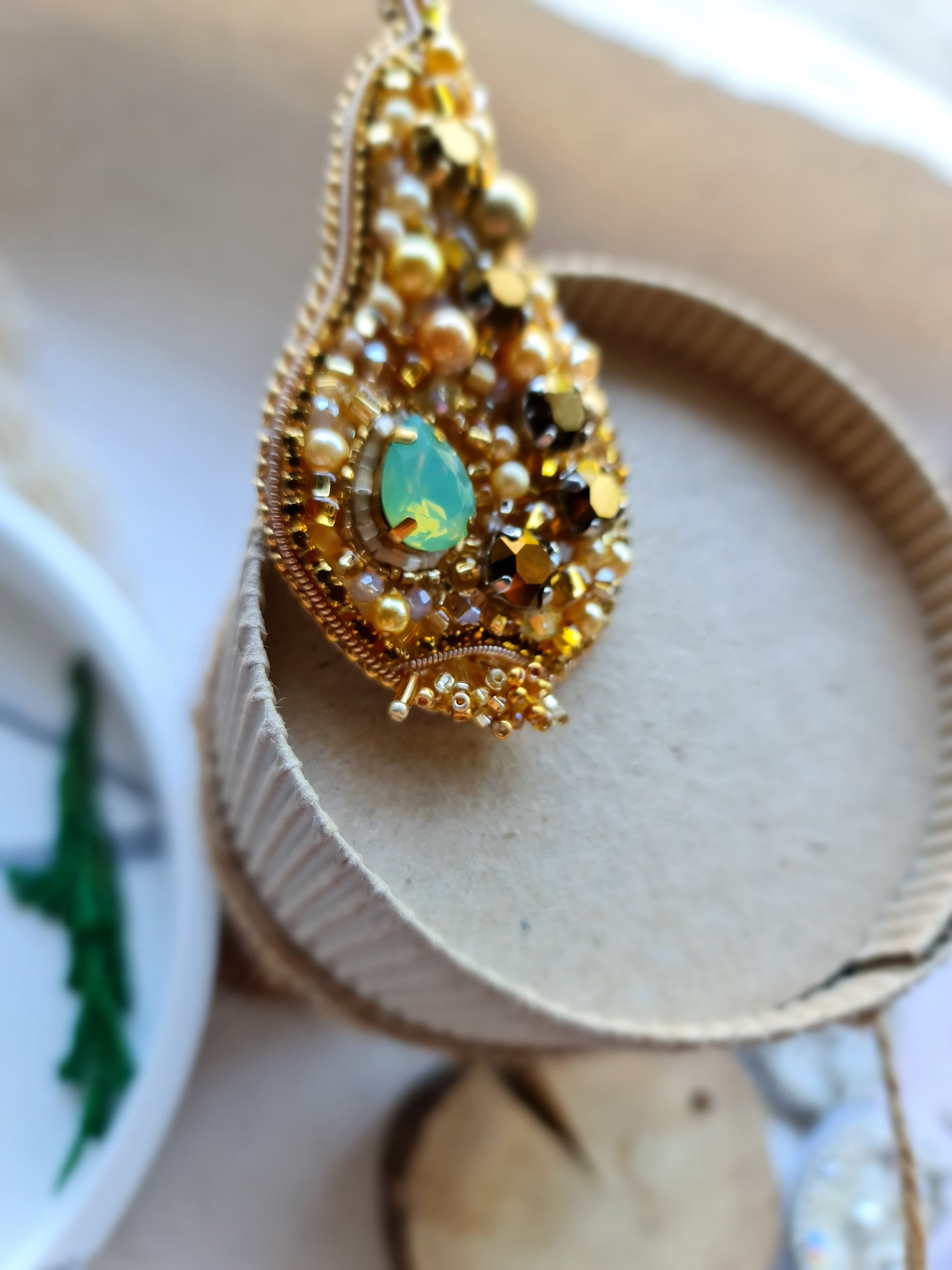 Pear Beaded Brooch