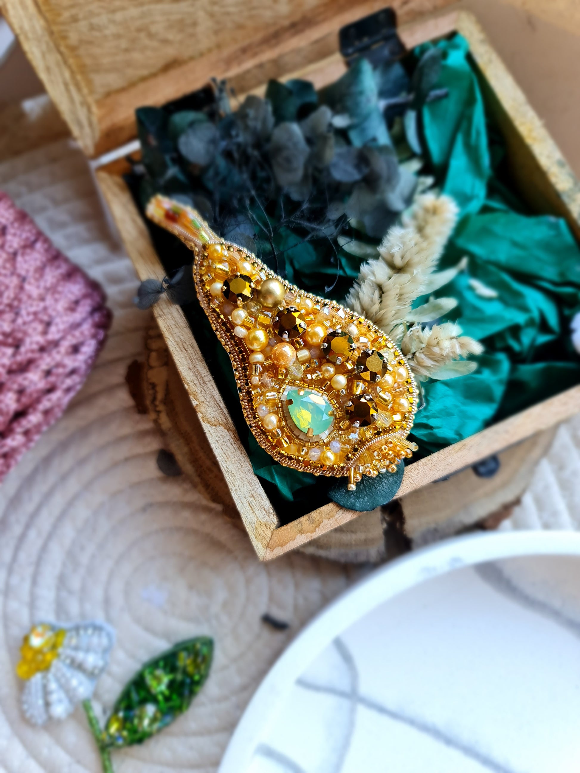 Pear Beaded Brooch