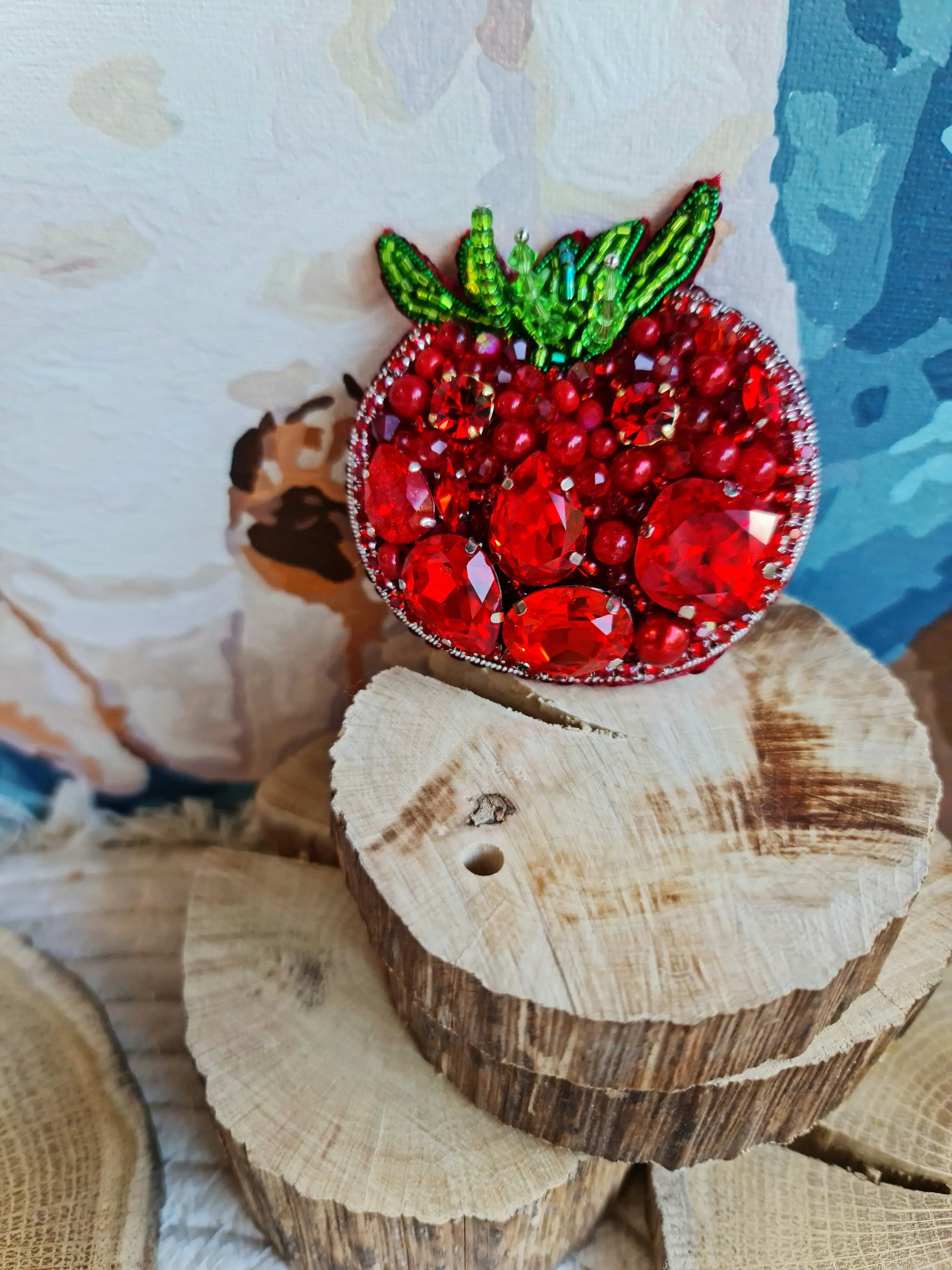 Tomato Beaded Brooch