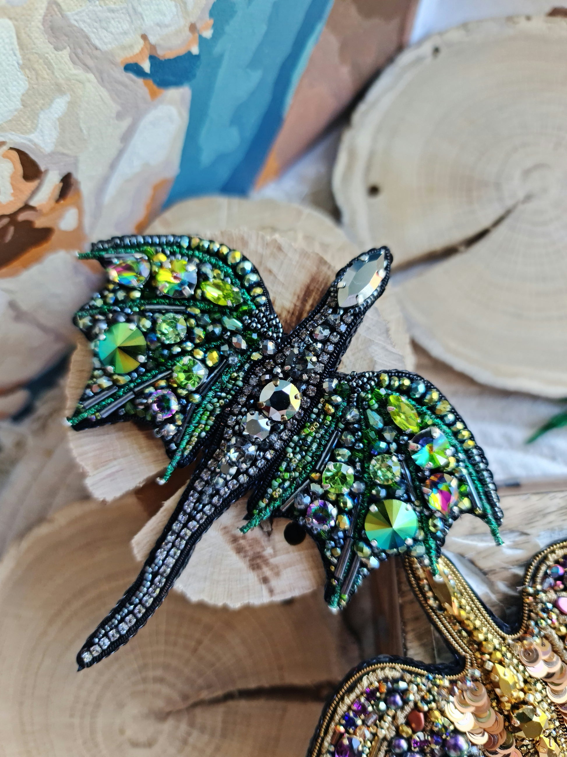 Crystal Dragon Beaded Brooch