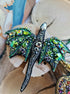 Crystal dragon beaded brooches hand embroidered in gold silver green and blue colors