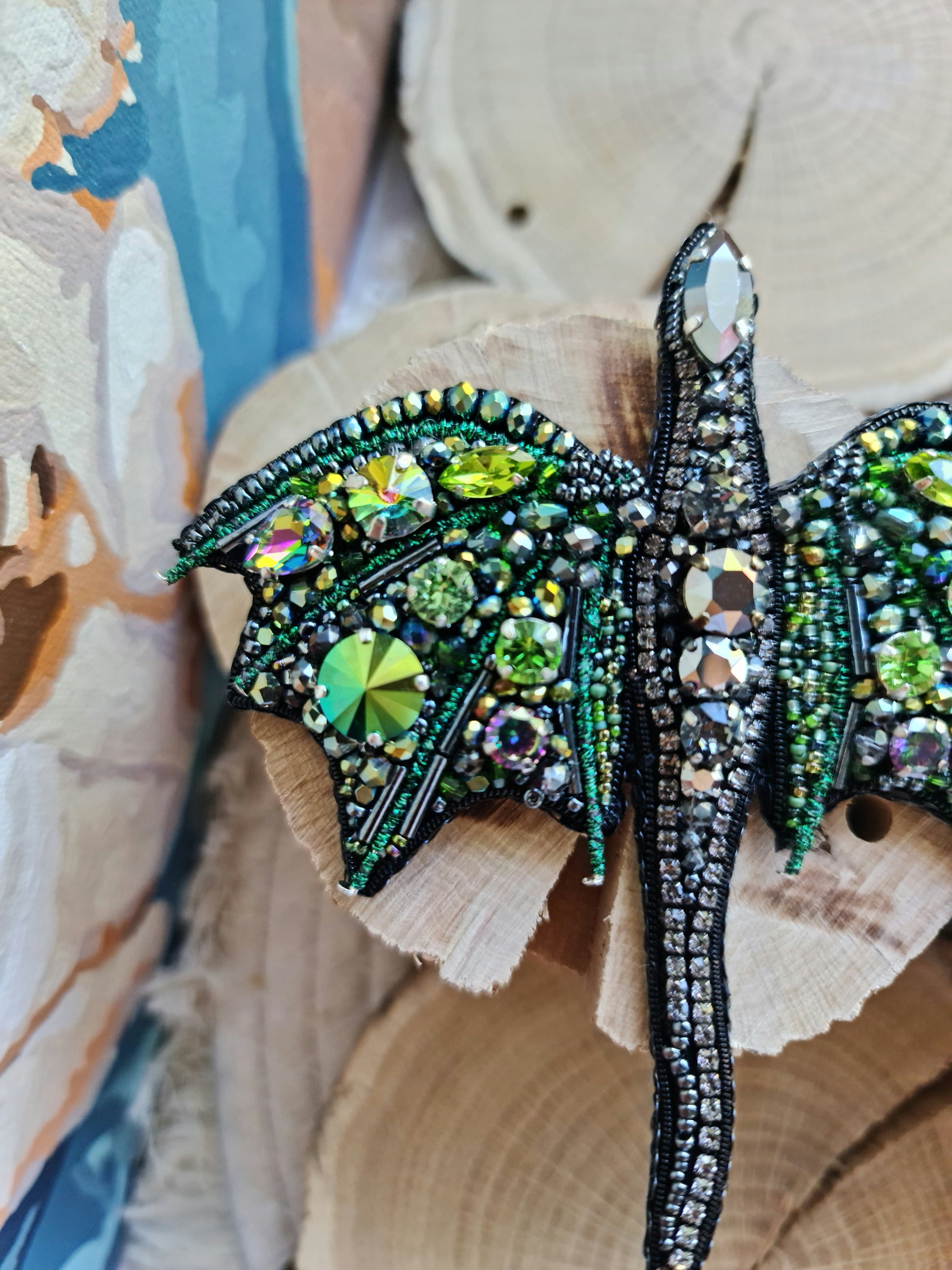 Crystal Dragon Beaded Brooch
