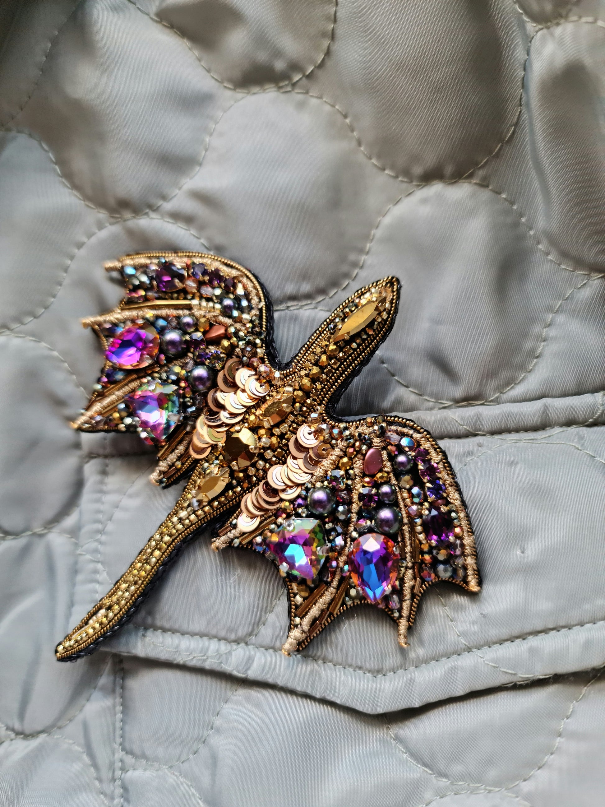 Crystal Dragon Beaded Brooch