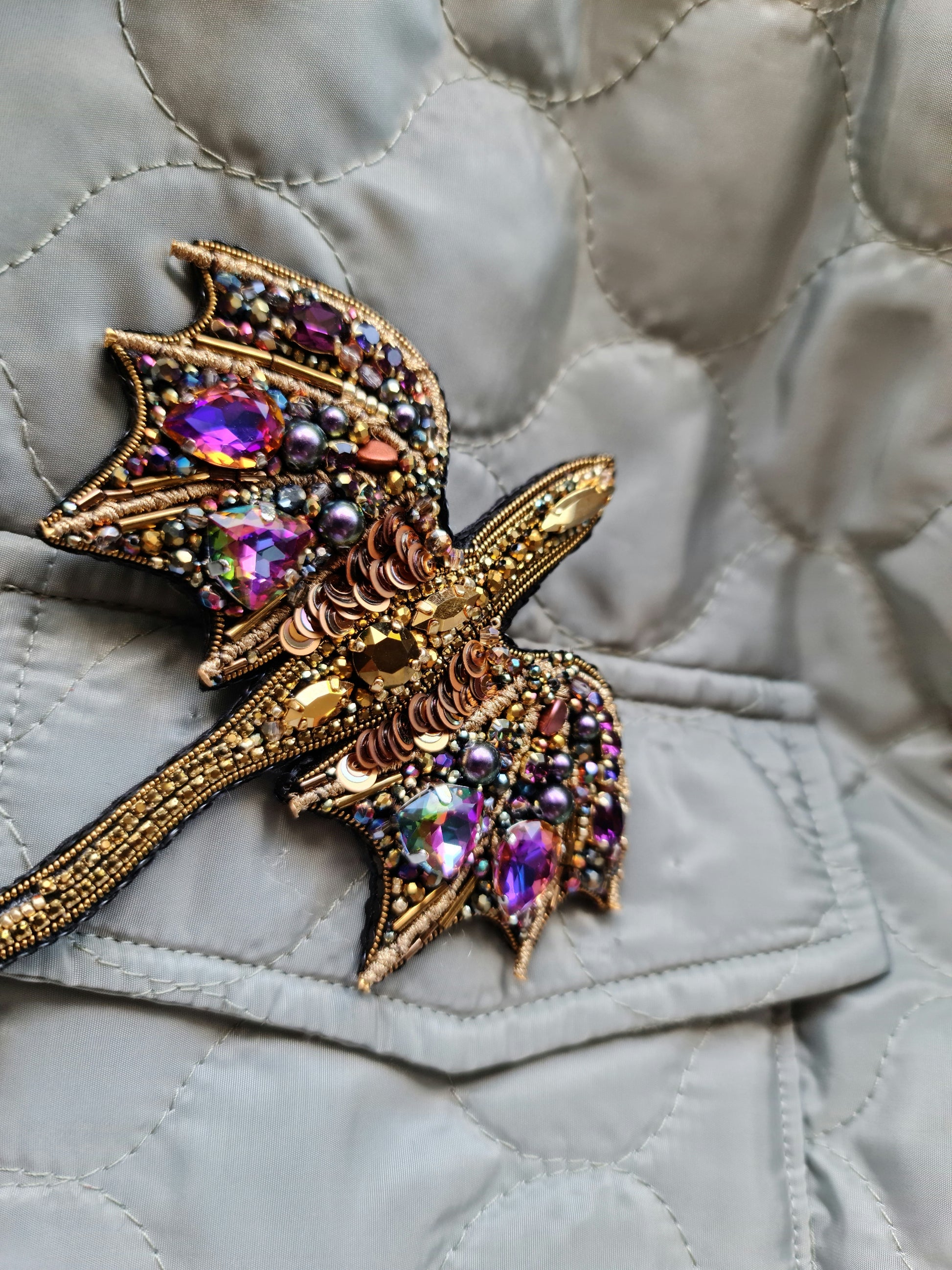 Crystal Dragon Beaded Brooch