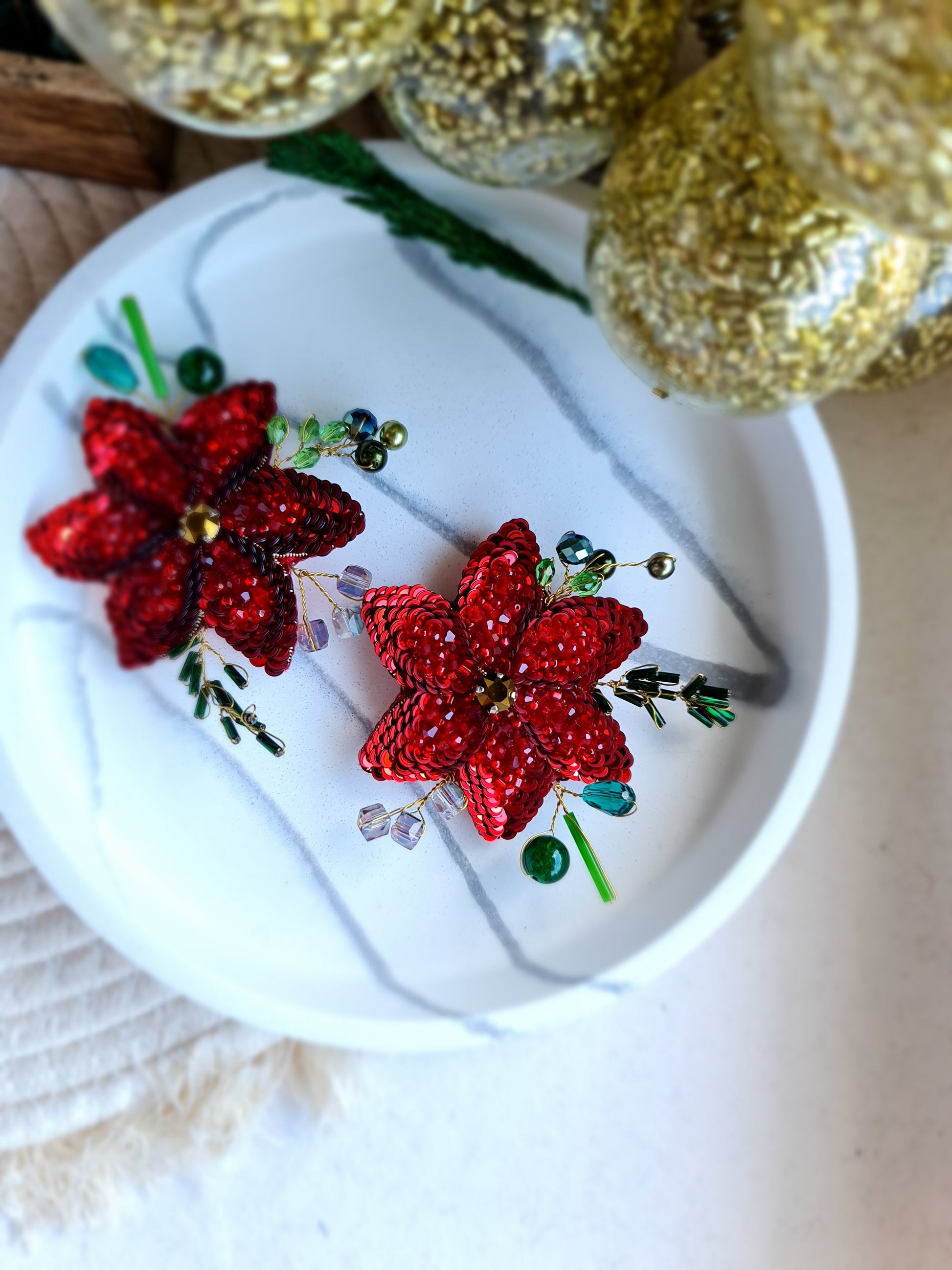 Christmas Poinsettia Brooch