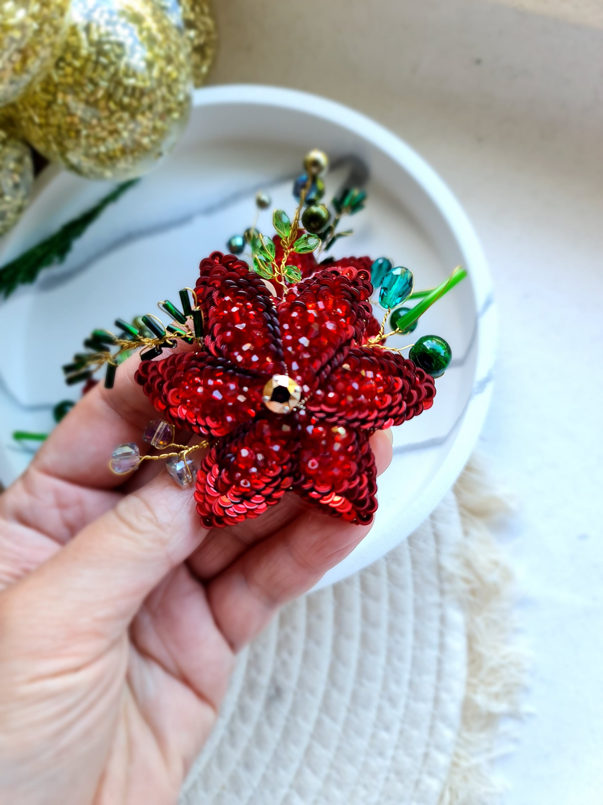 Christmas Poinsettia Brooch