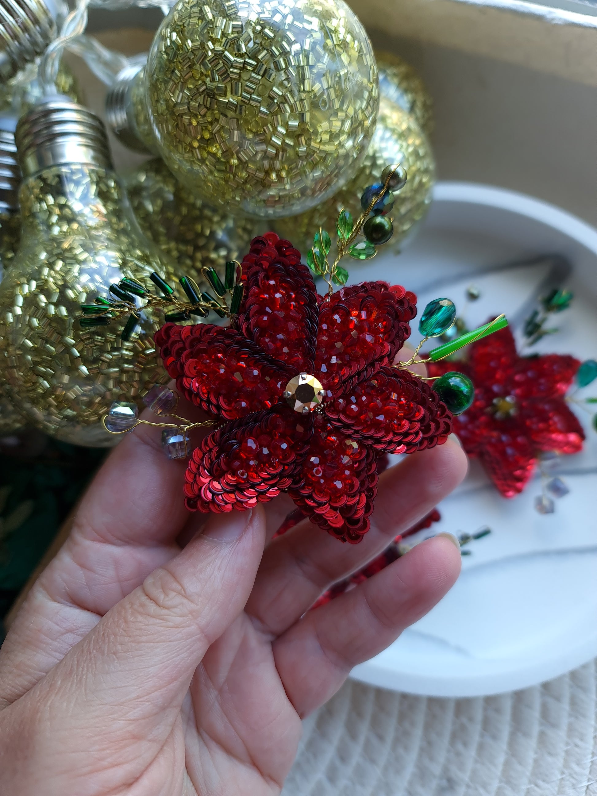 Christmas Poinsettia Brooch