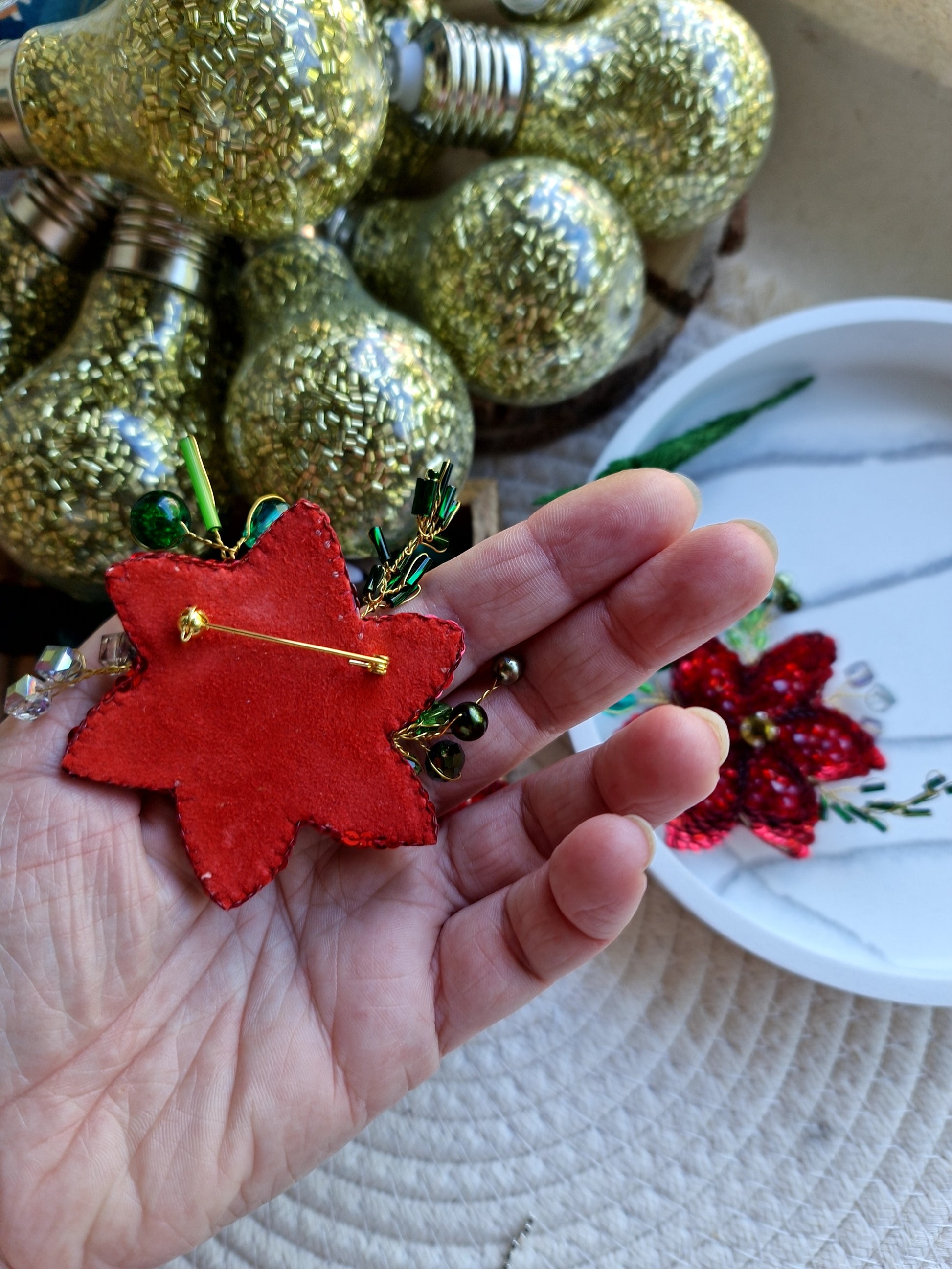 Christmas Poinsettia Brooch