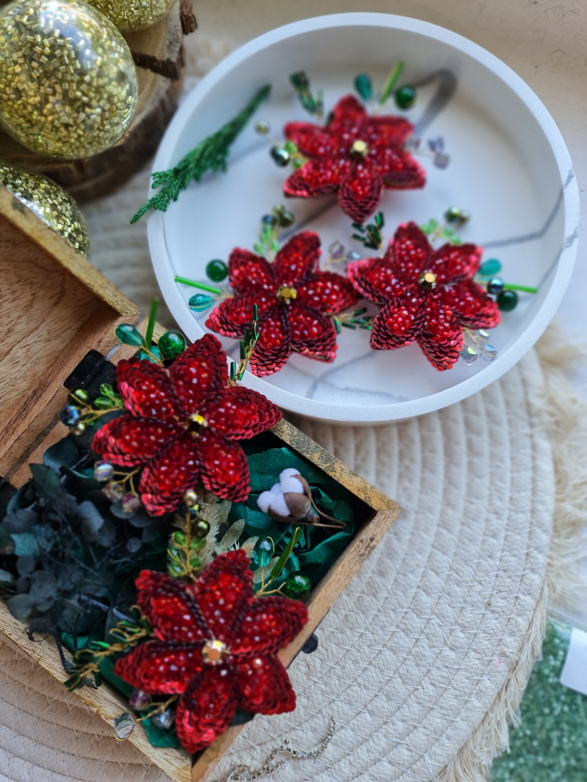 Christmas Poinsettia Brooch
