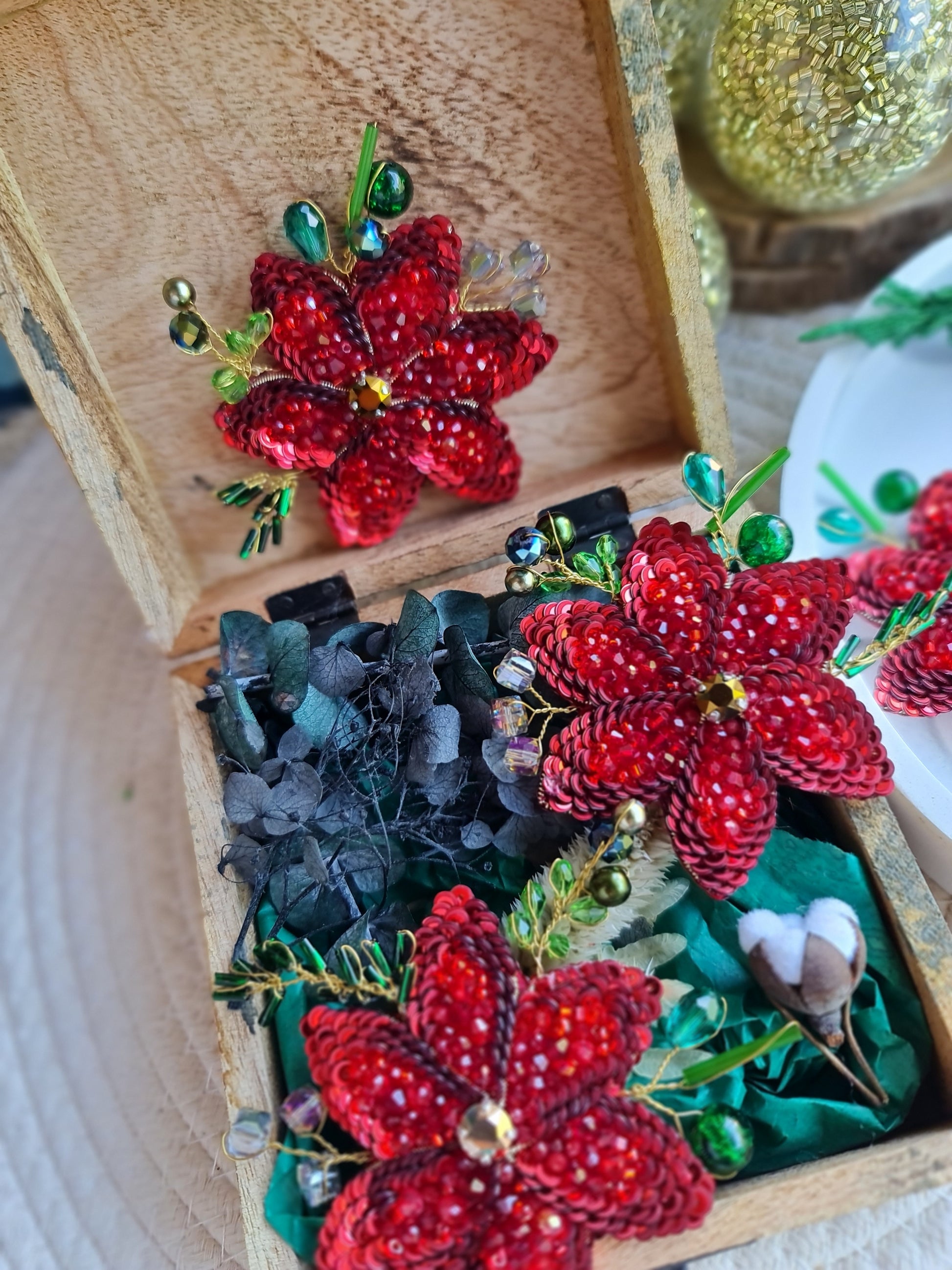 Christmas Poinsettia Brooch
