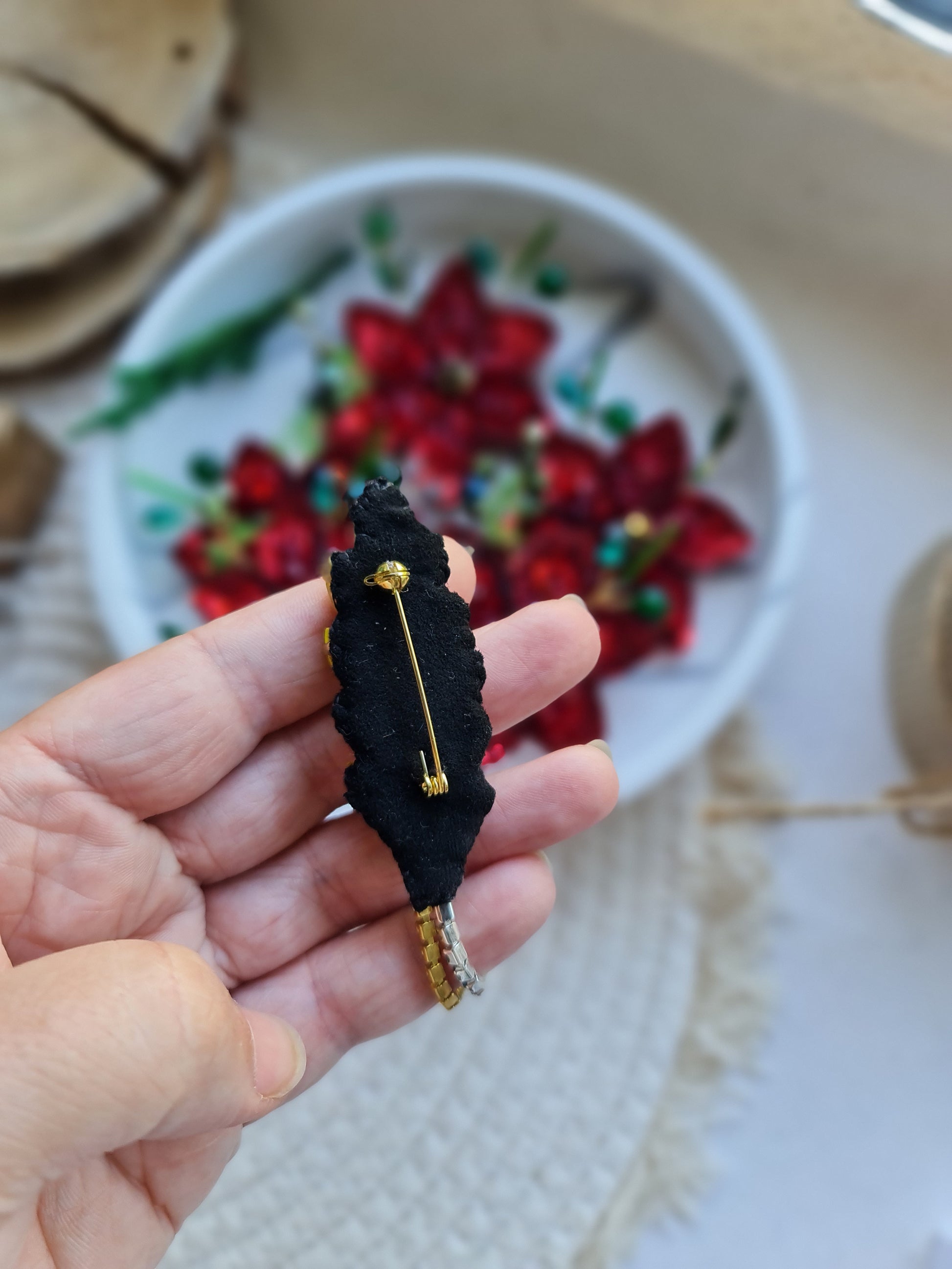 Blue and Yellow Wheat Beaded Brooch