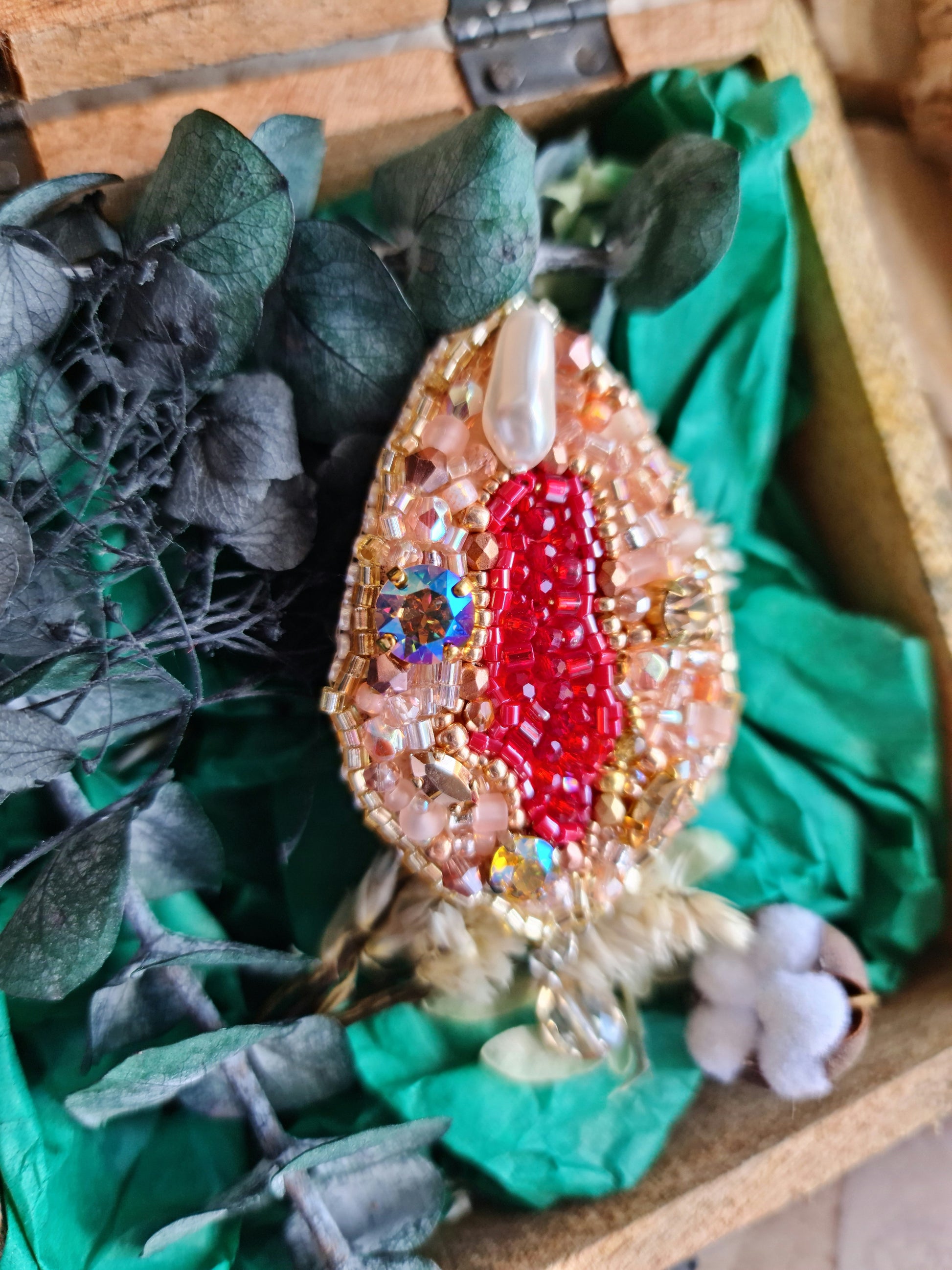 Vulva Art Beaded Brooch