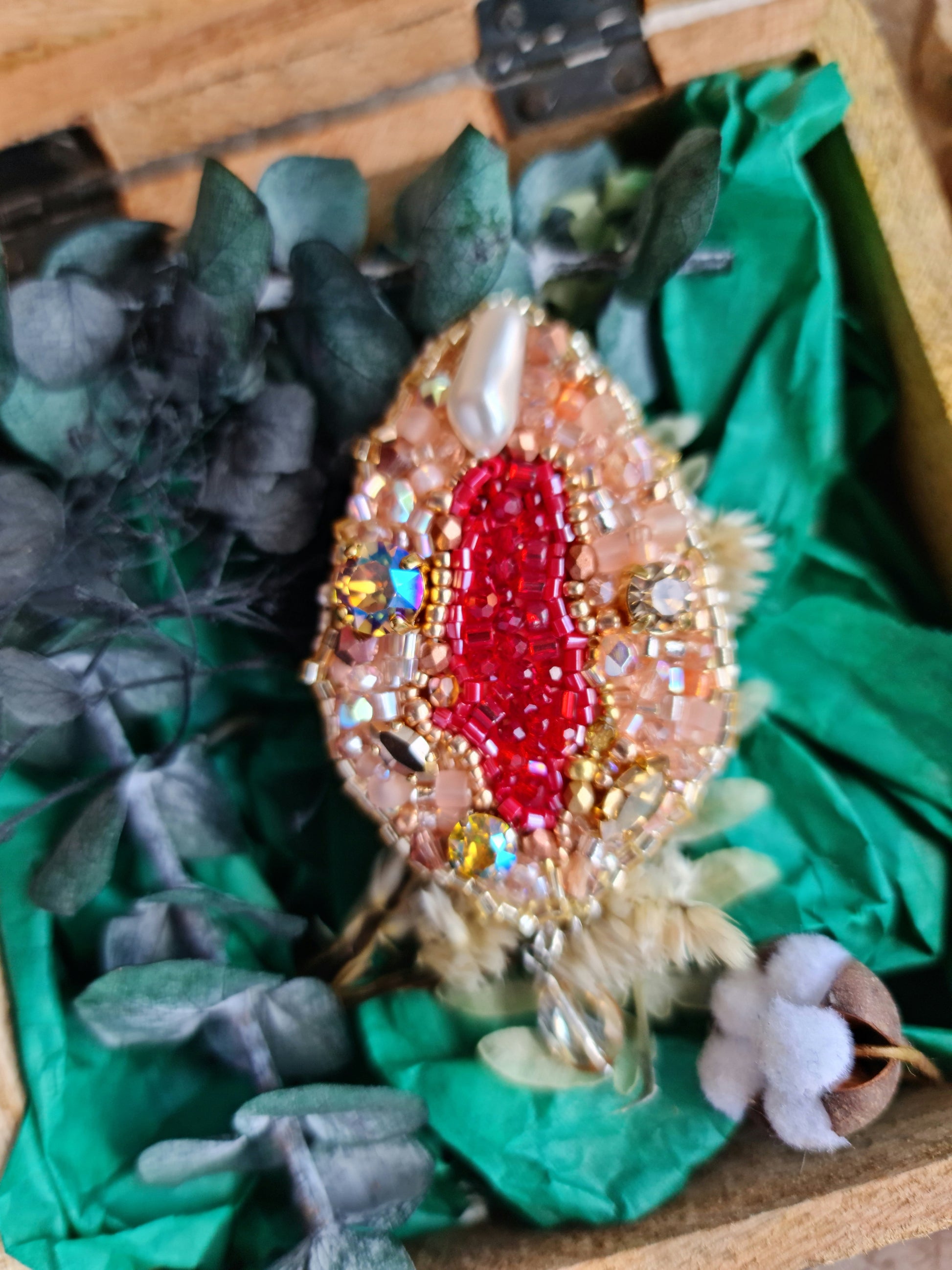 Vulva Art Beaded Brooch