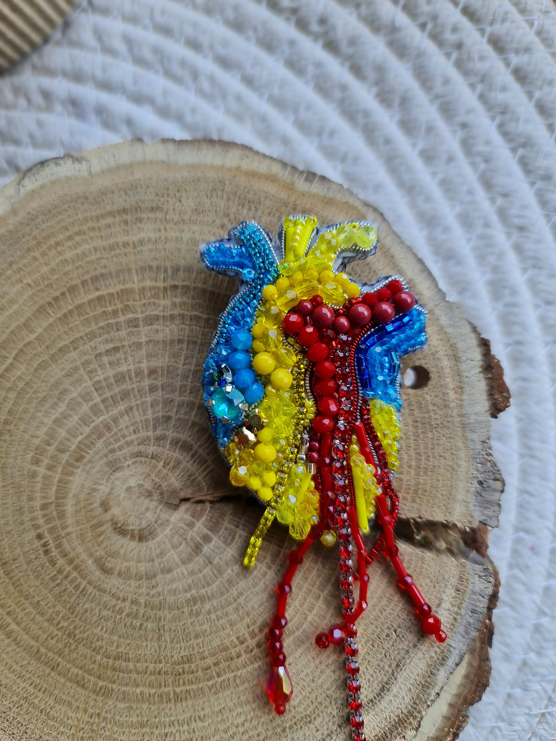 Small Anatomical Heart Beaded Brooch