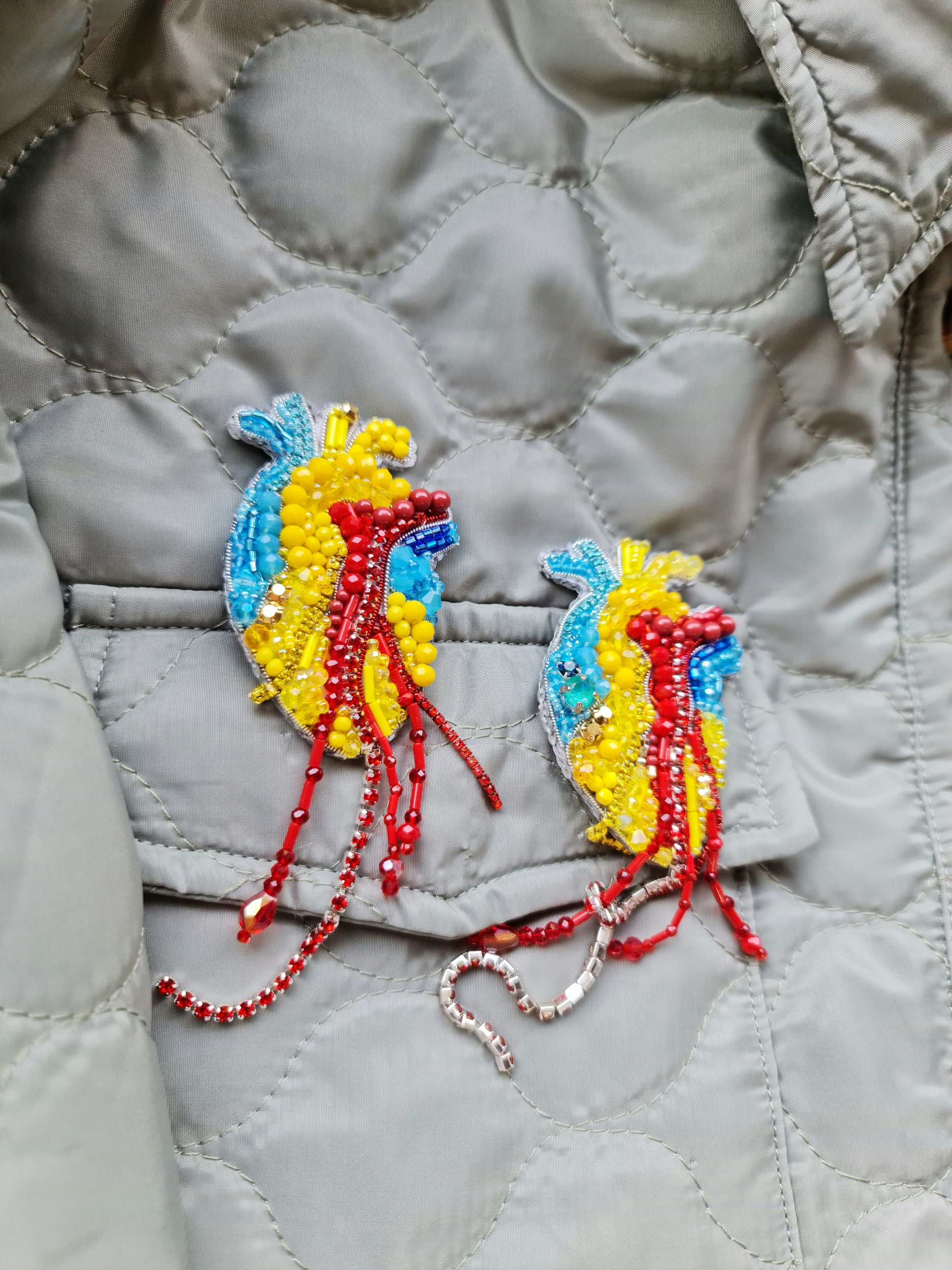 Small Anatomical Heart Beaded Brooch