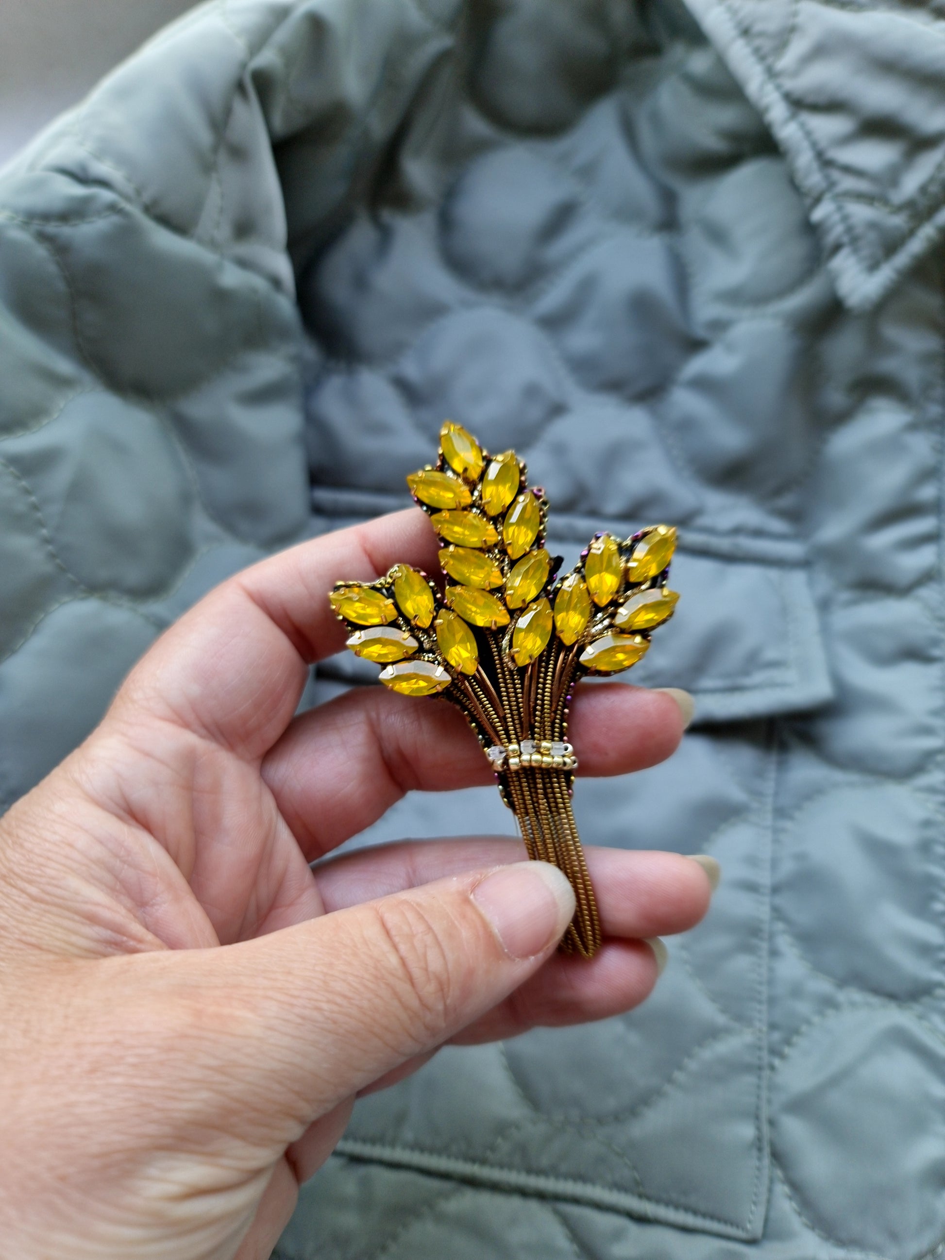 Wheat Beaded Brooch