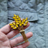 Wheat beaded brooch hand embroidered with yellow crystals gold beads and stem details
