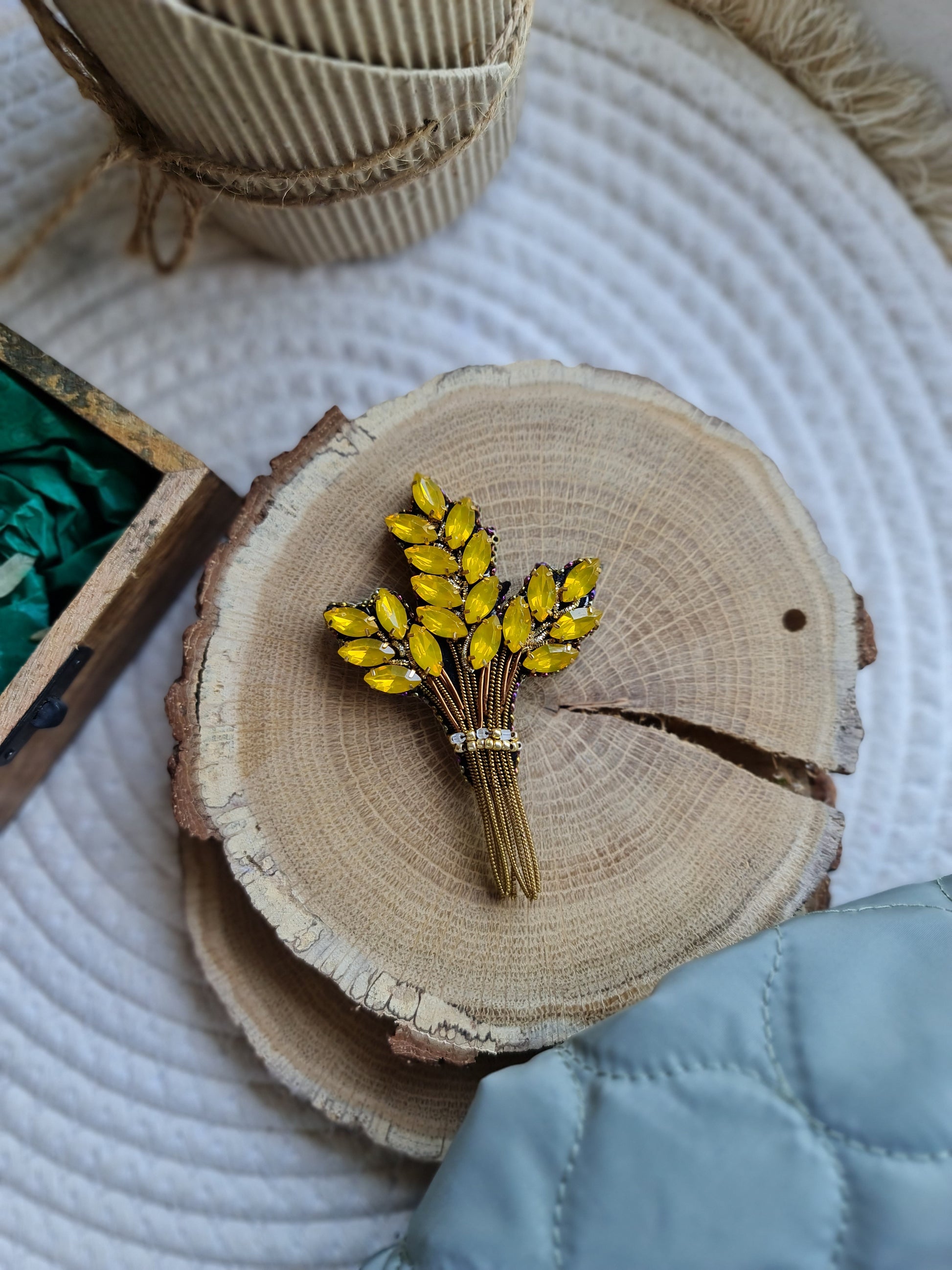 Wheat Beaded Brooch