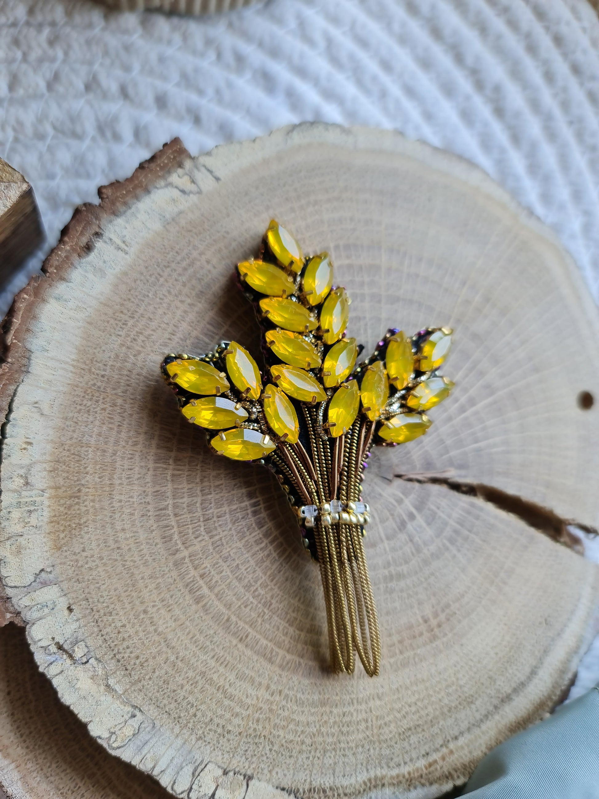 Handmade Wheat Statement Brooch