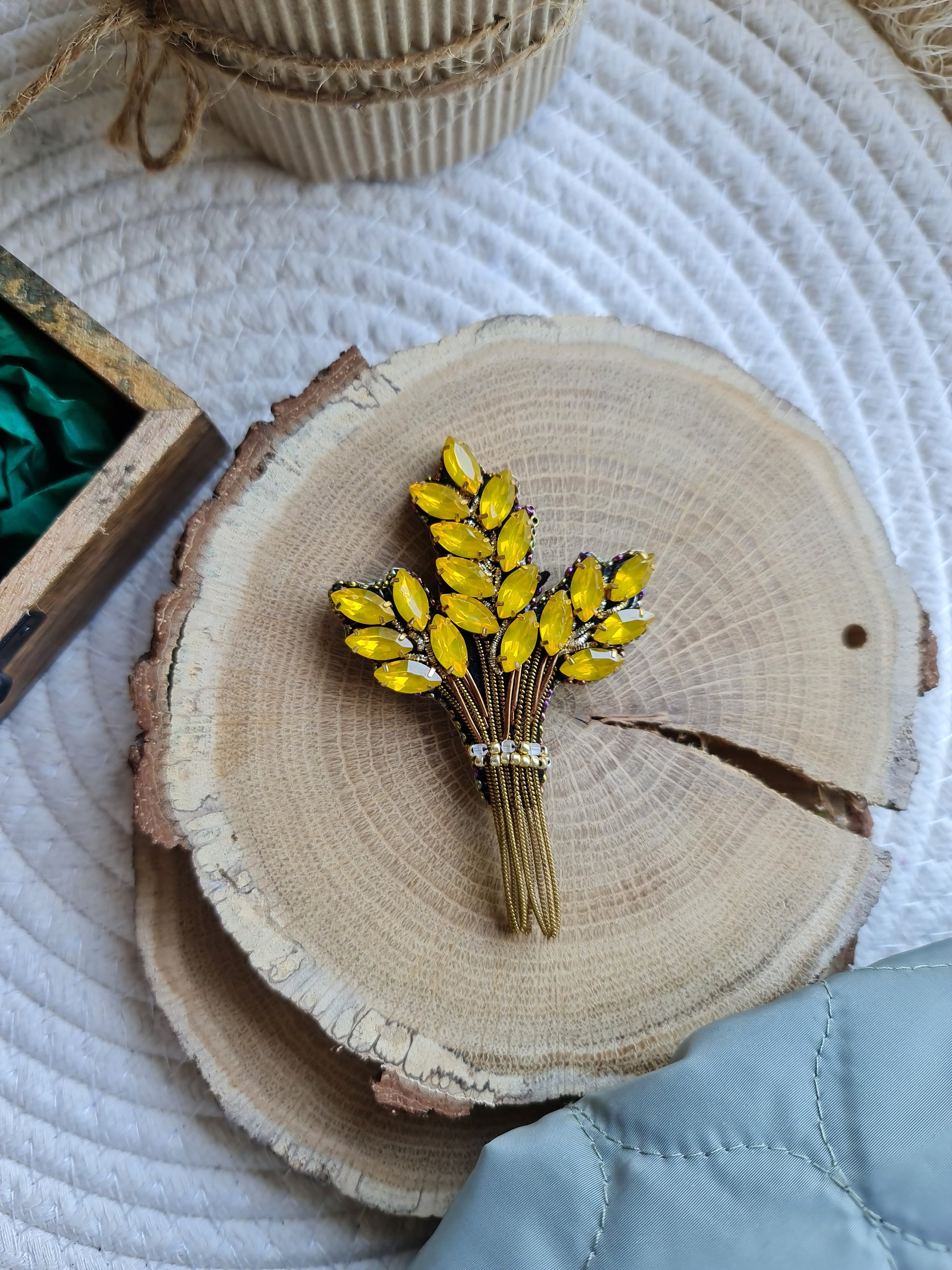 Handmade Wheat Statement Brooch