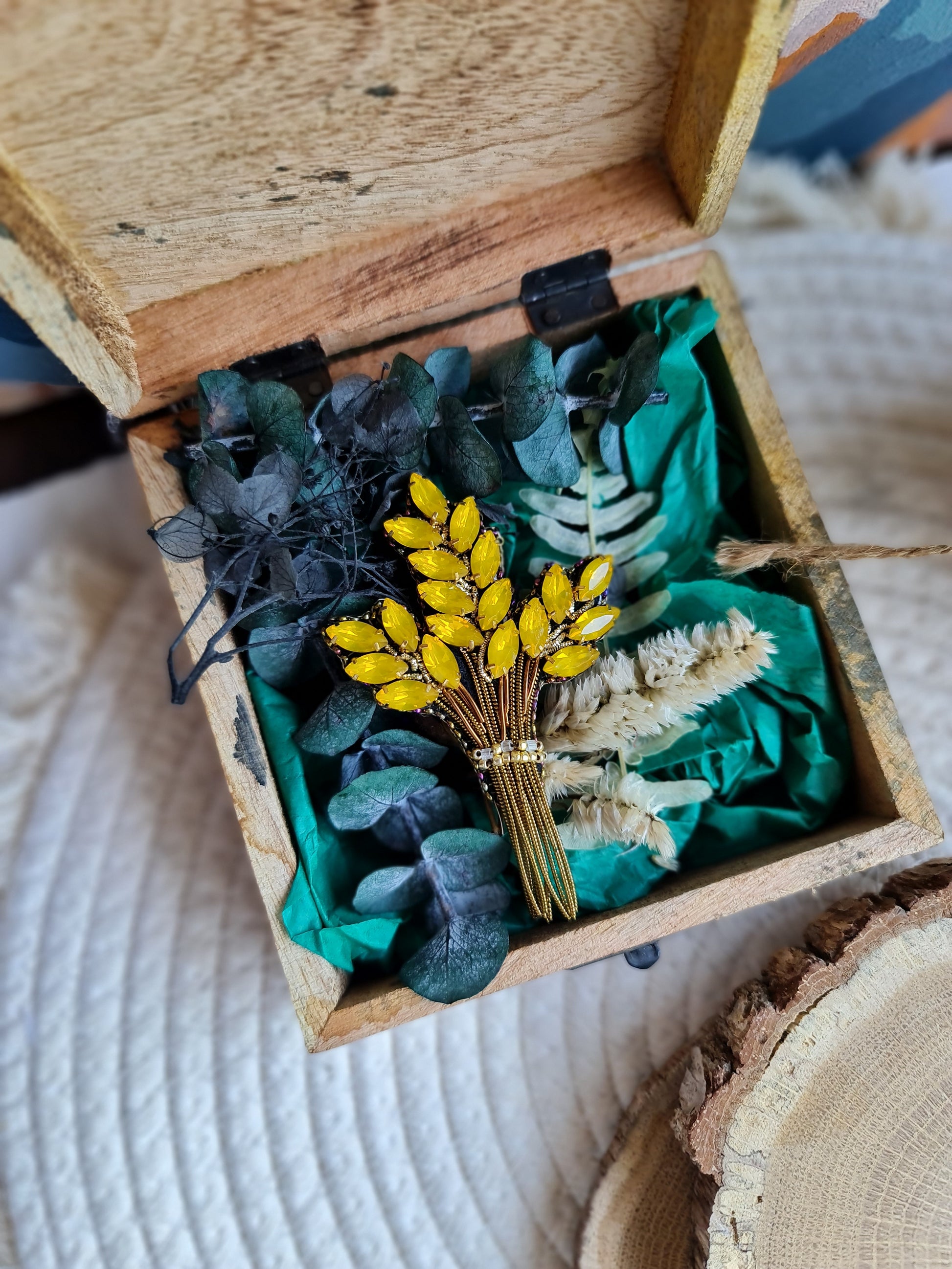 Wheat Beaded Brooch