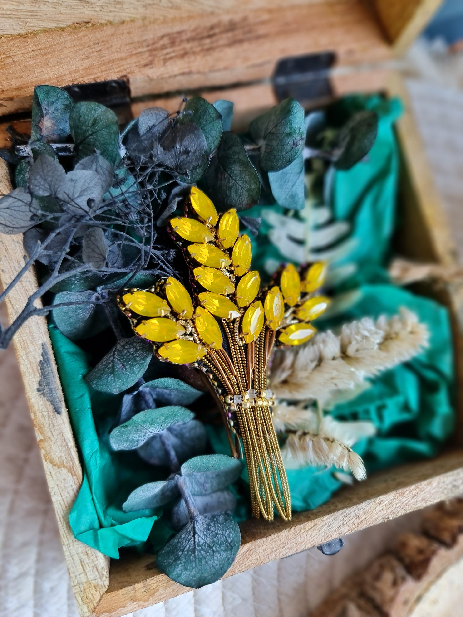 Handmade Wheat Statement Brooch