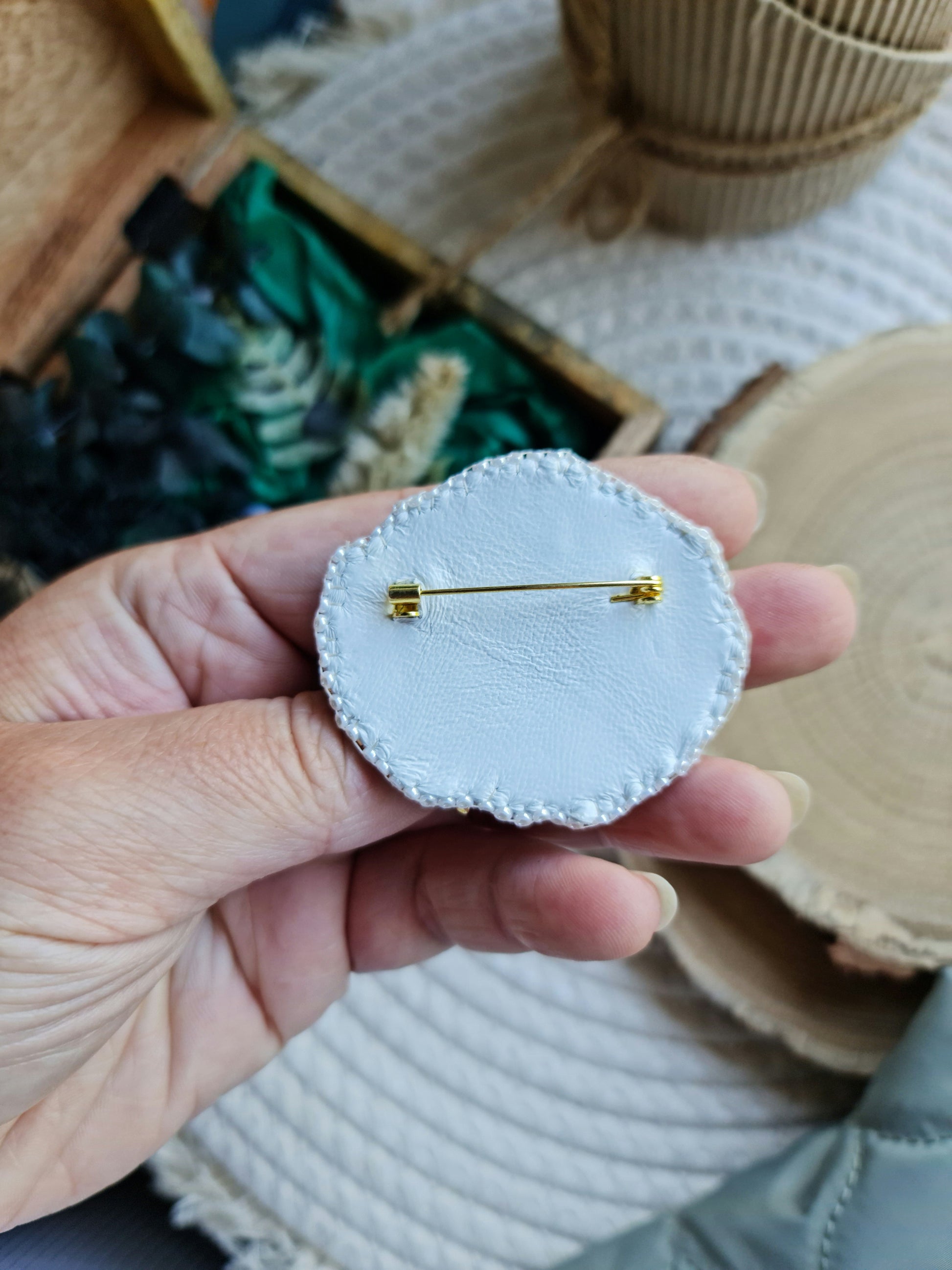 Fried Egg Beaded Brooch