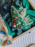 Christmas tree beaded brooch hand embroidered with pearls and colorful beads