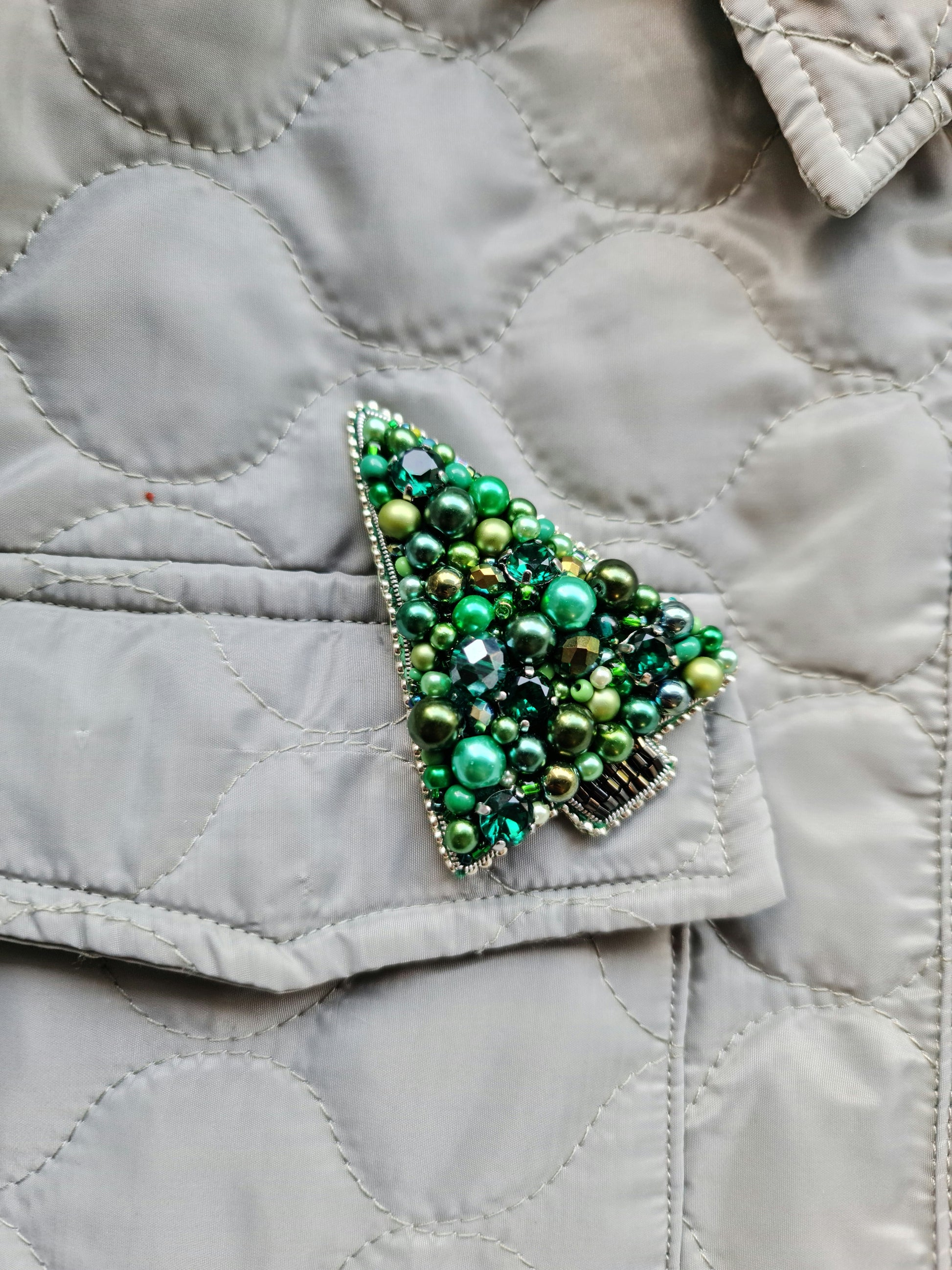 Statement Christmas Tree Beaded Brooches