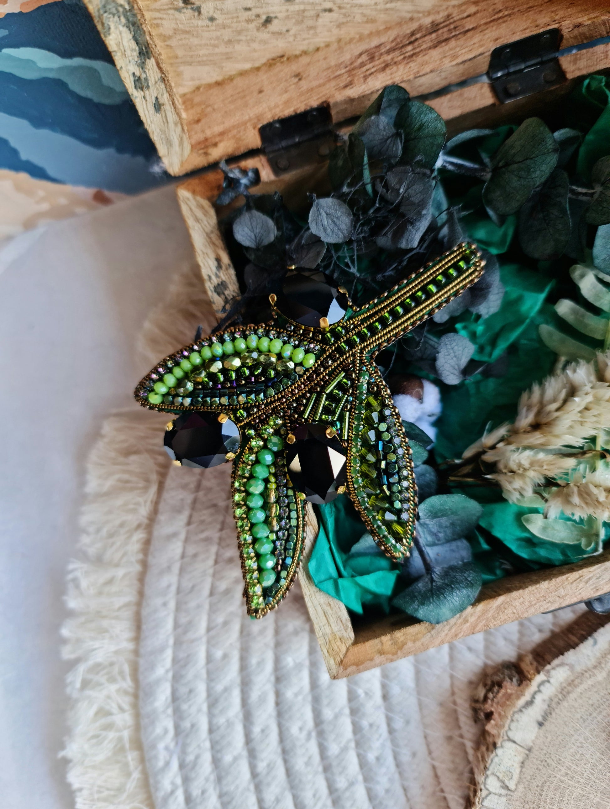 Olive Branch Beaded Brooch