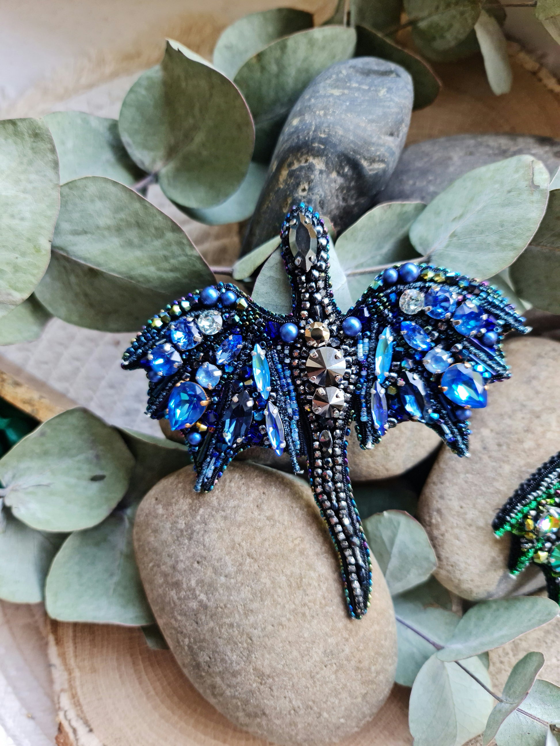 Crystal Dragon Beaded Brooch
