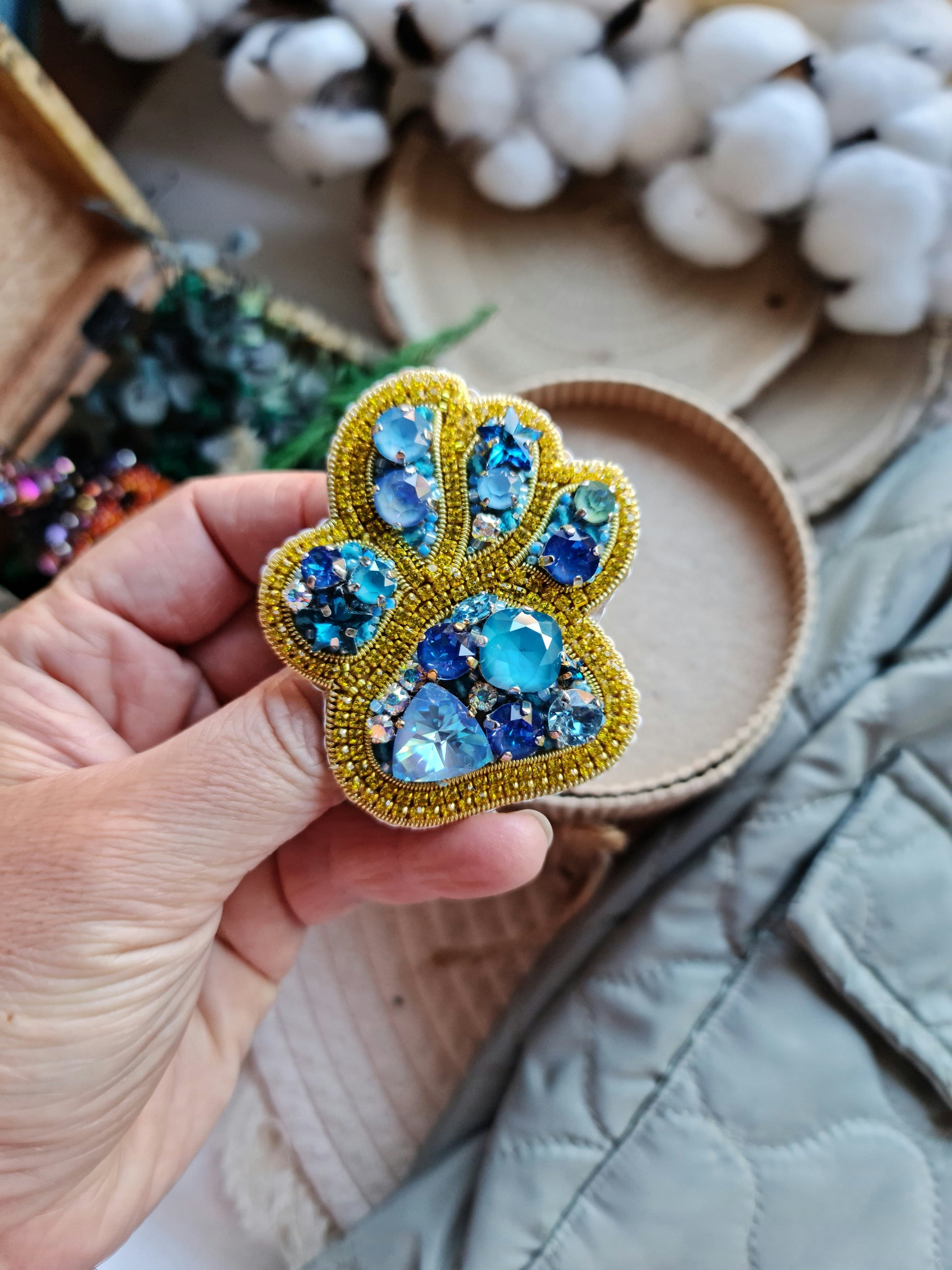 Pet Paw Beaded Brooch