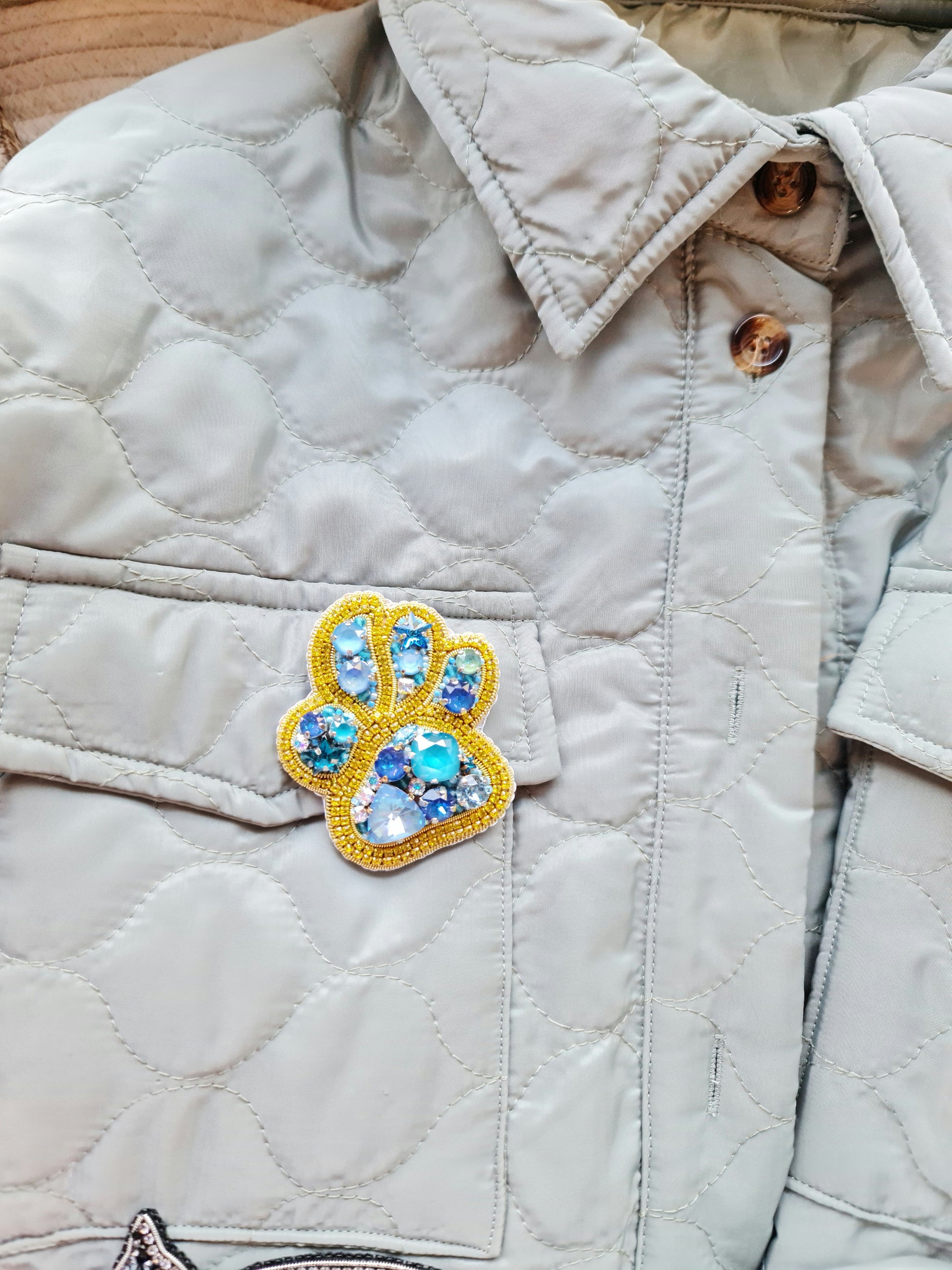Pet Paw Beaded Brooch