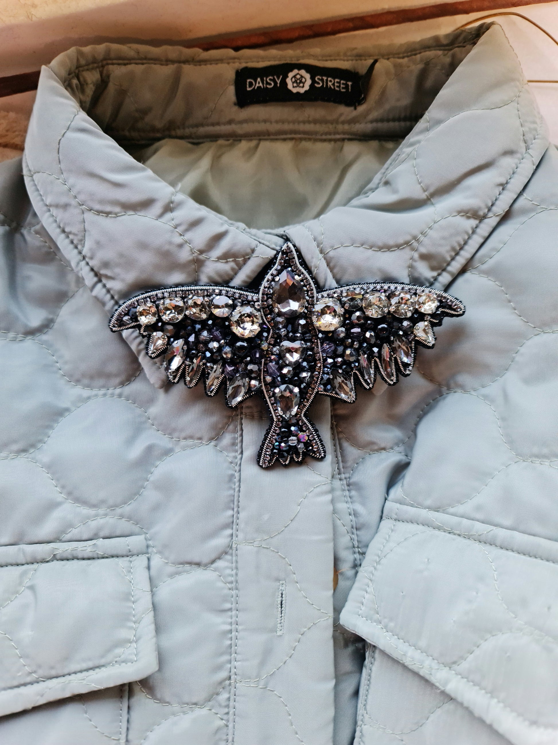 Black Raven Beaded Brooch