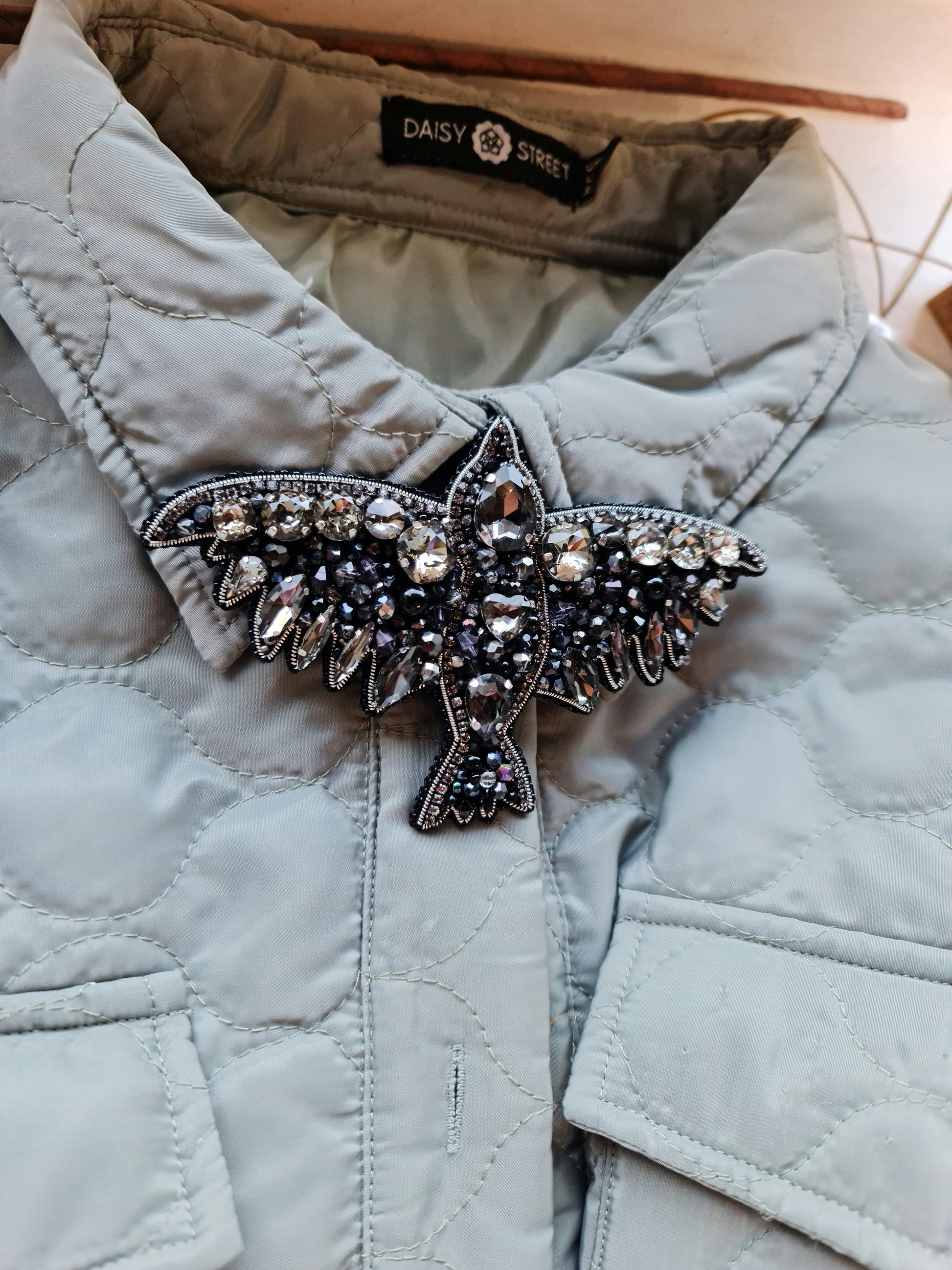 Black Raven Beaded Brooch